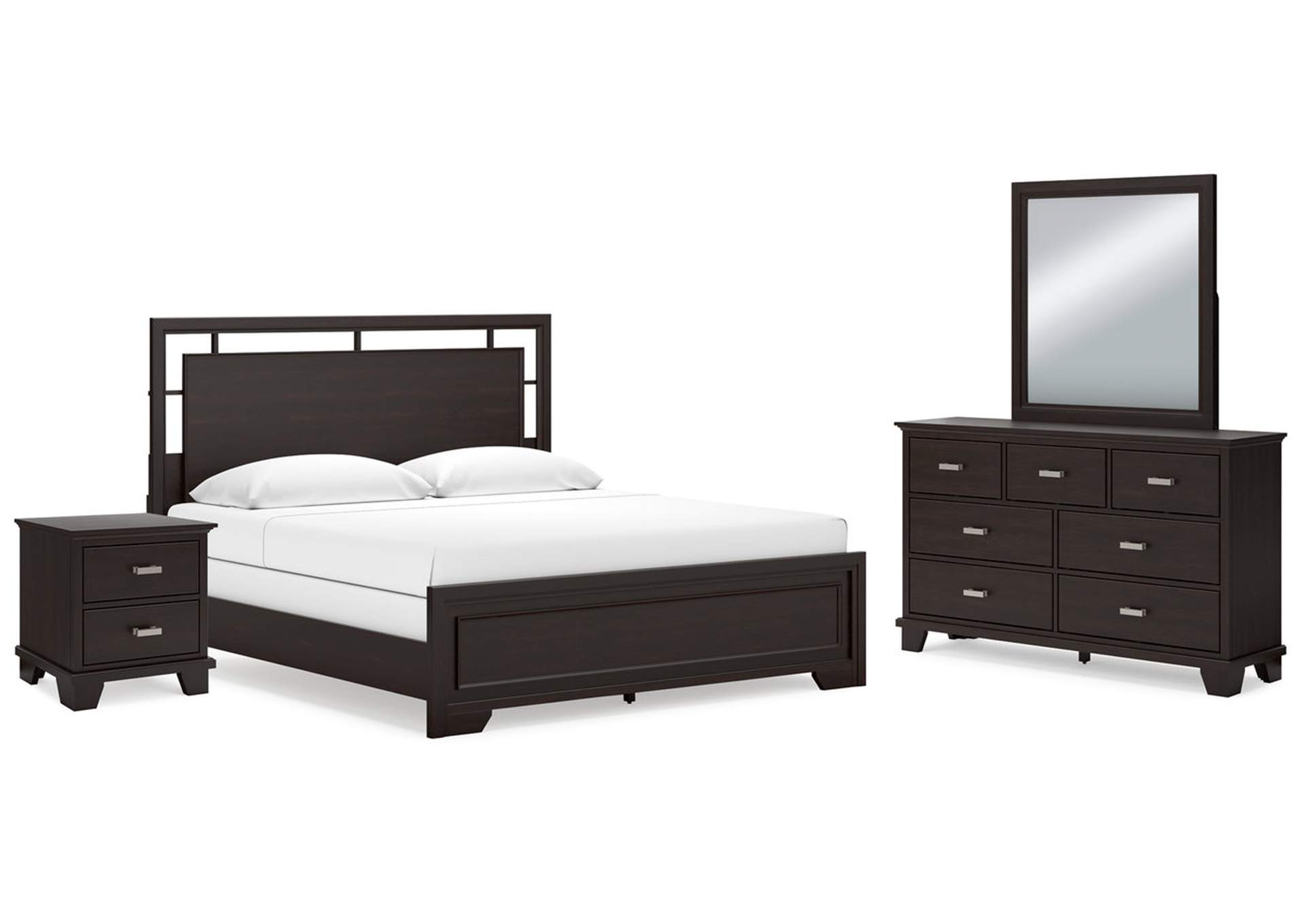 Covetown King Panel Bed with Mirrored Dresser and Nightstand,Signature Design By Ashley