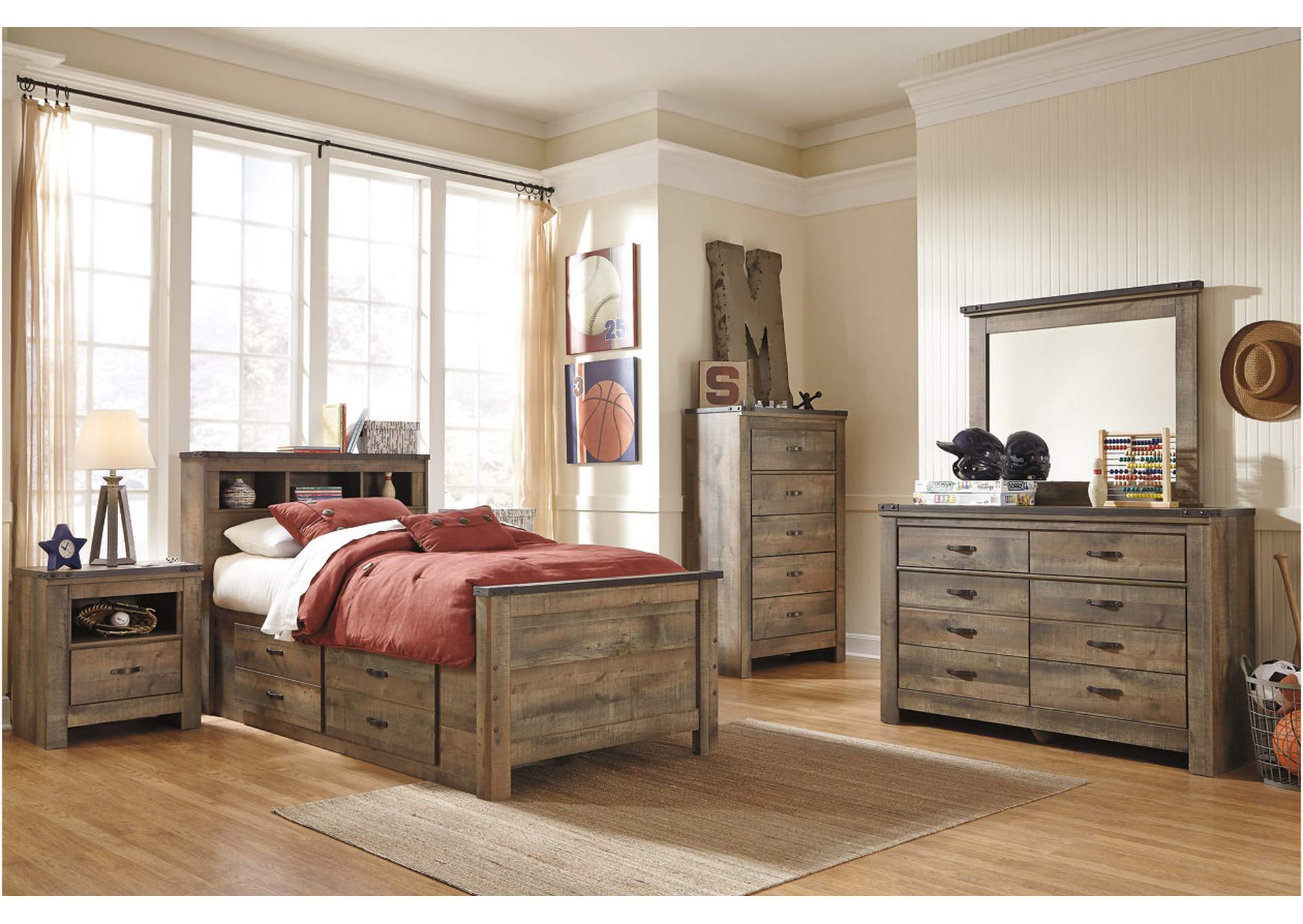 Trinell Twin Bookcase Bed with 2 Storage Drawers,Signature Design By Ashley
