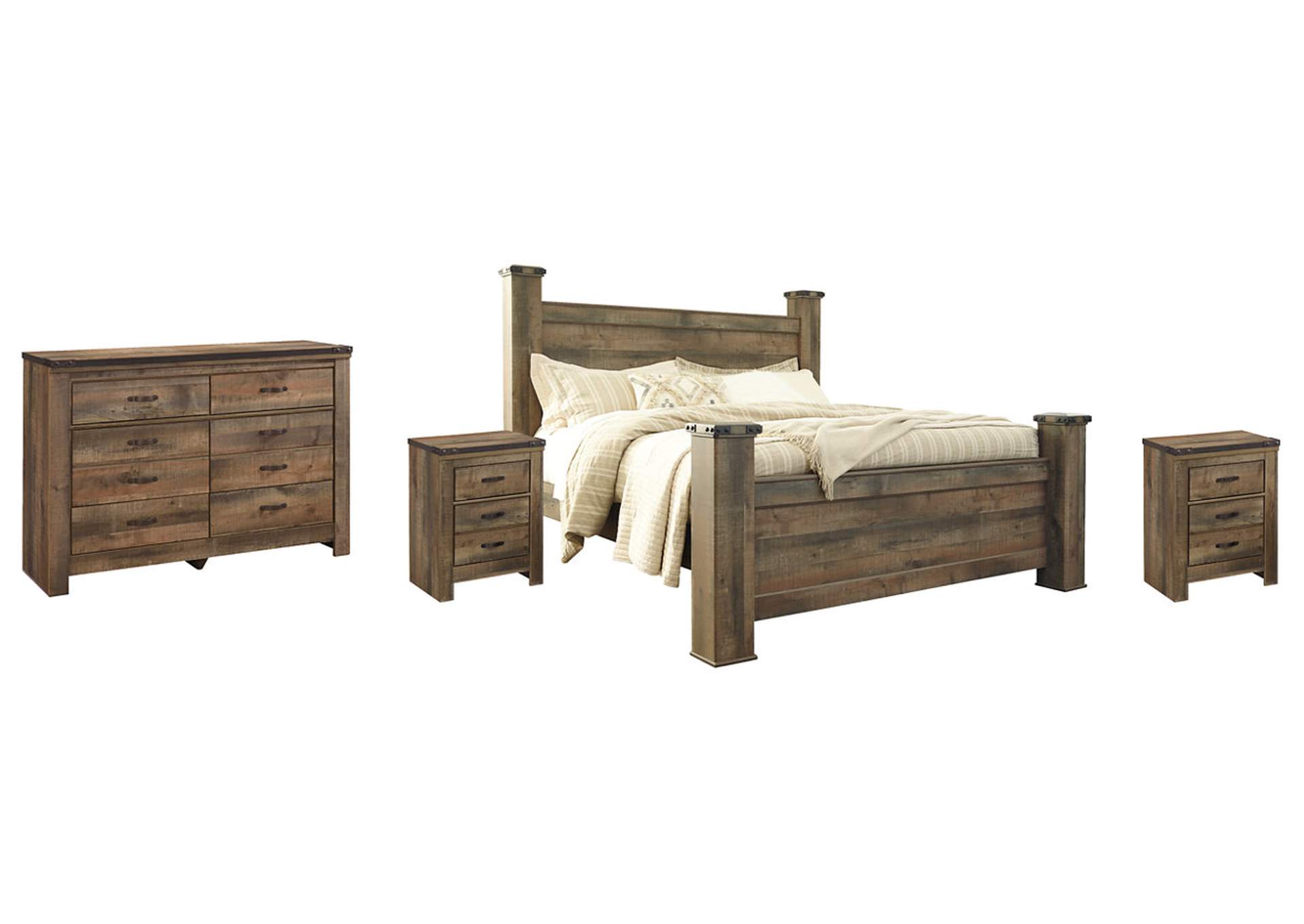 Trinell King Poster Bed with Dresser and 2 Nightstands,Signature Design By Ashley
