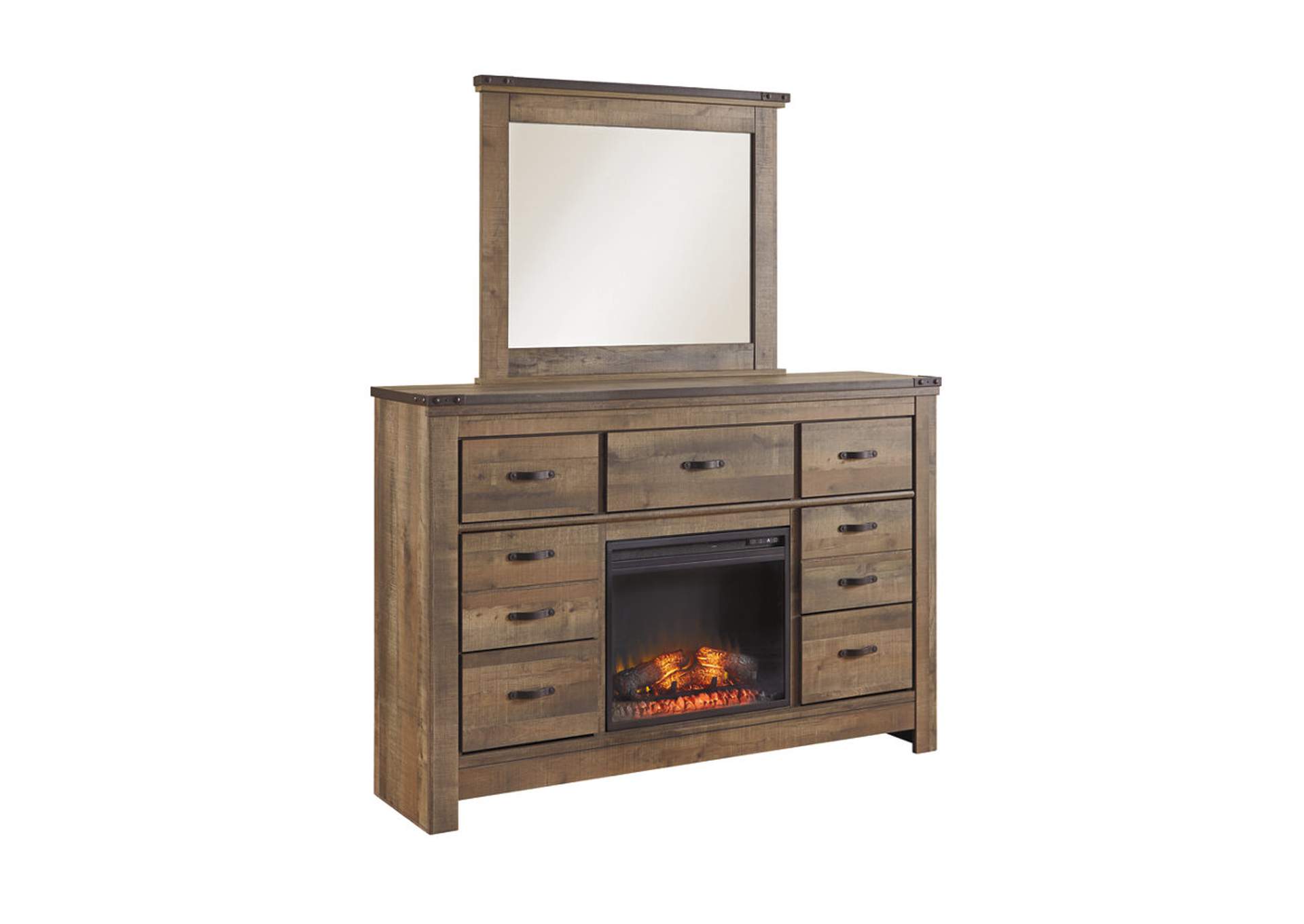 Trinell Brown Dresser with Fireplace Insert,ABF Signature Design by Ashley