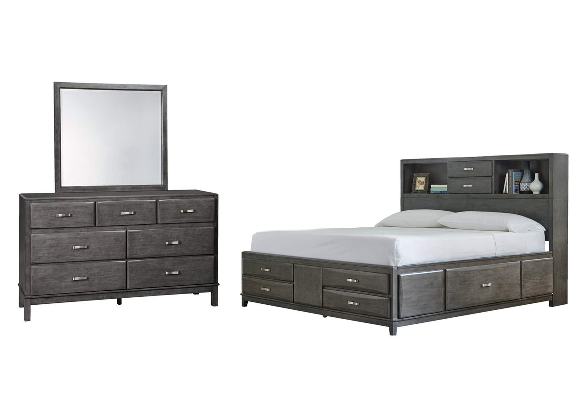 Caitbrook Queen Storage Bed with 8 Storage Drawers with Mirrored Dresser,Signature Design By Ashley