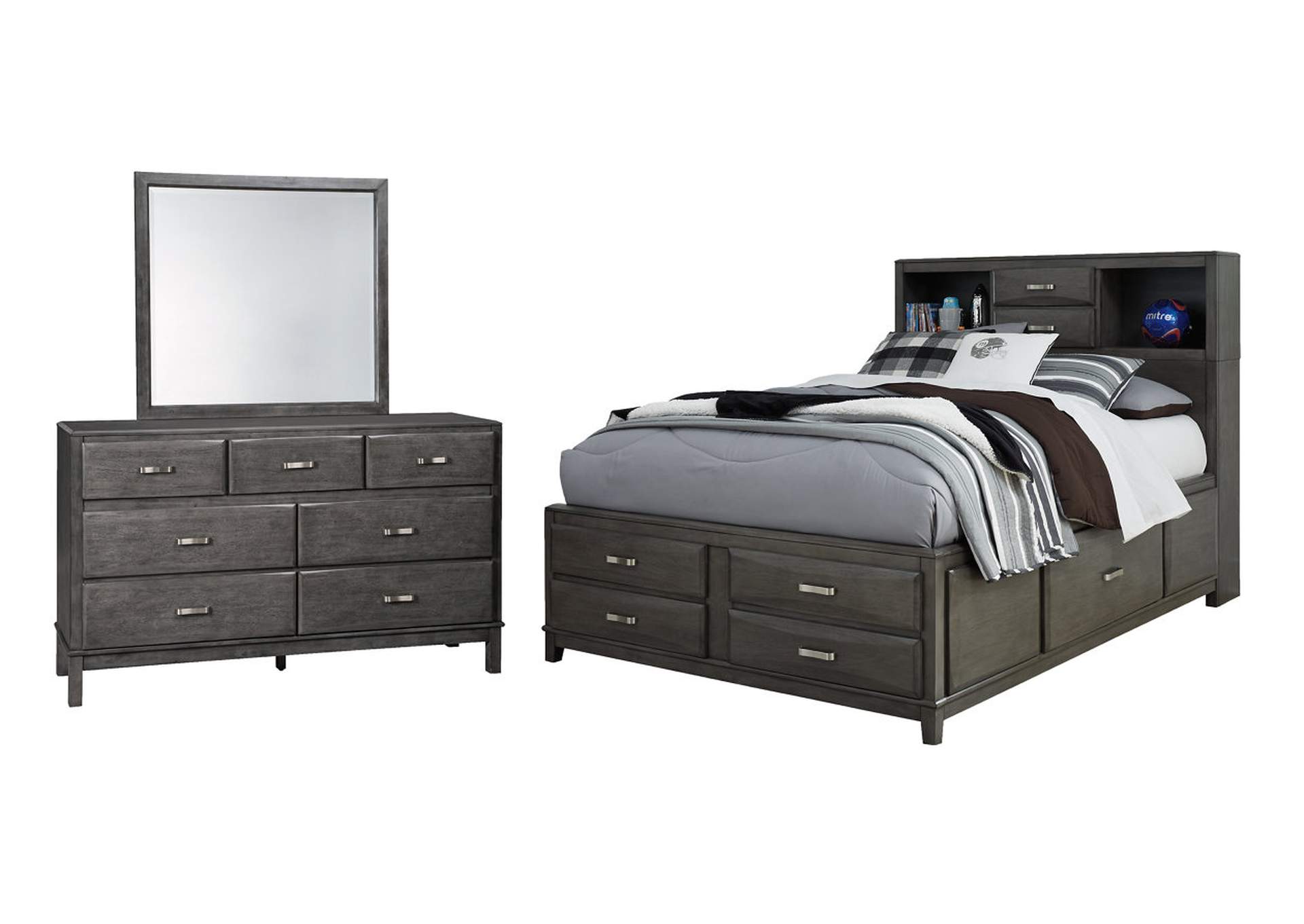 Caitbrook Full Storage Bed with 7 Storage Drawers with Mirrored Dresser,Signature Design By Ashley