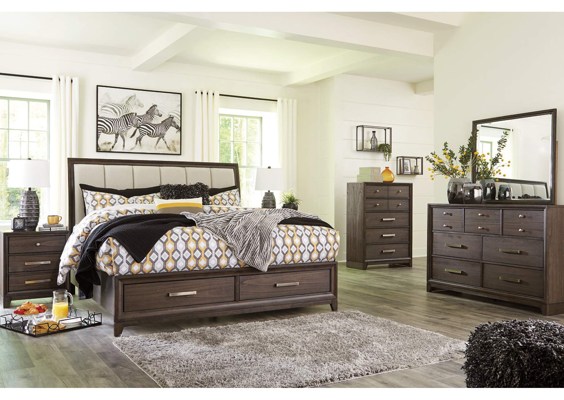 Brueban California King Panel Bed with 2 Storage Drawers,Signature Design By Ashley