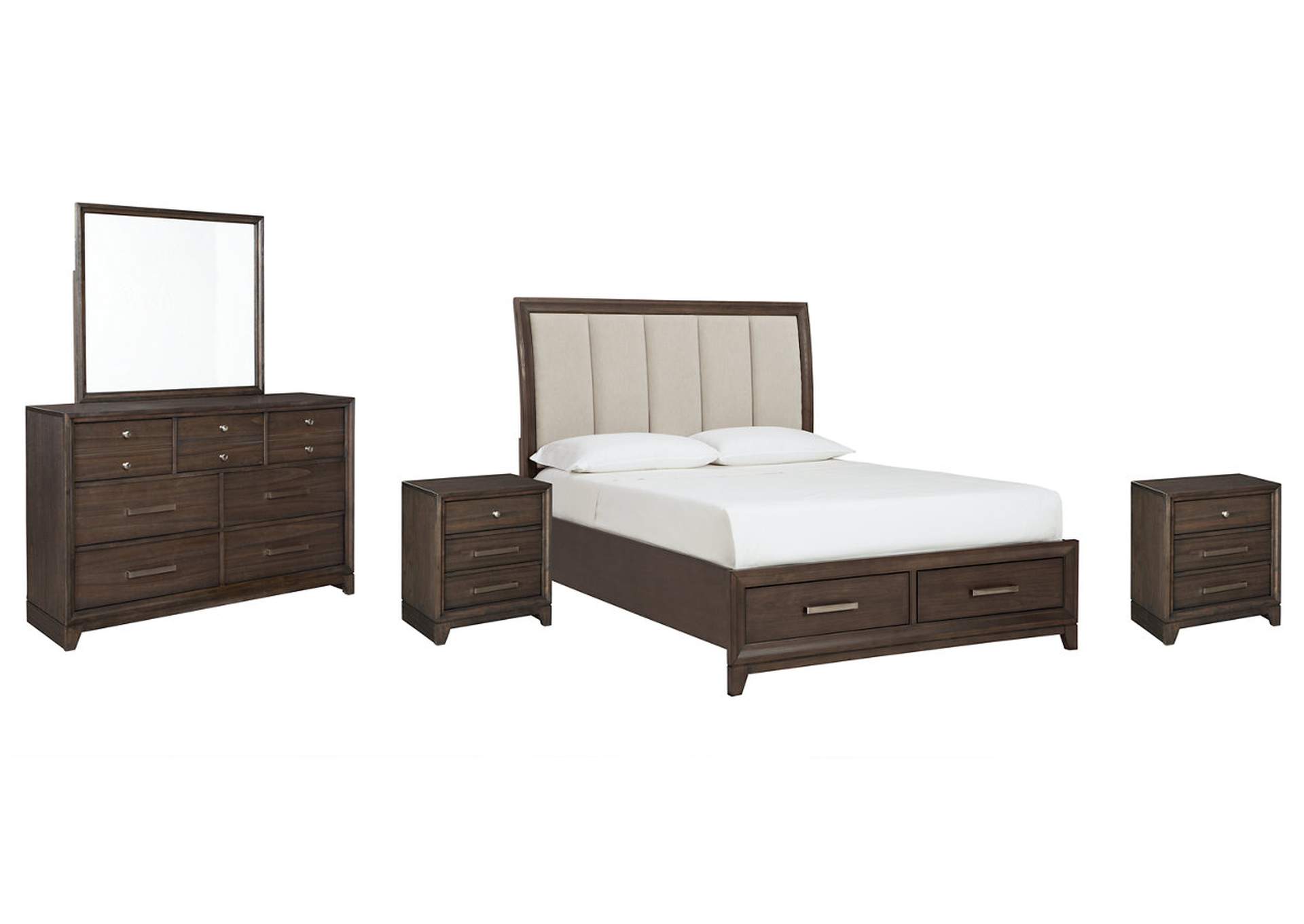 brueban queen panel bed with 2 storage drawers