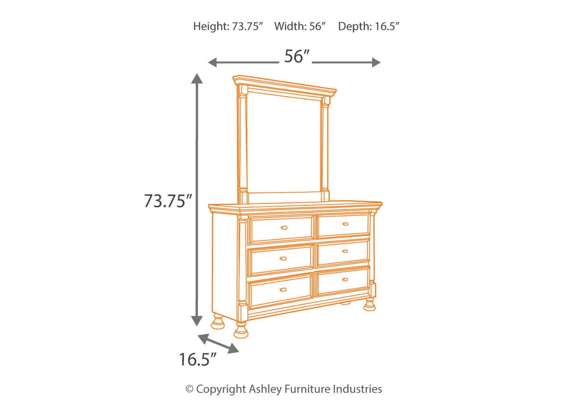 Kaslyn Queen Panel Headboard Bed with Mirrored Dresser, Chest and 2
