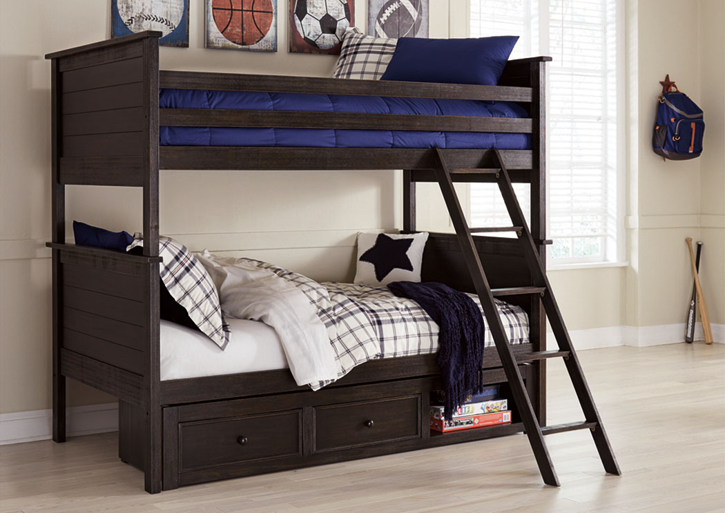 Jaysom Black Twin Bunk Bed w/Under Bed Storage,ABF Signature Design by Ashley