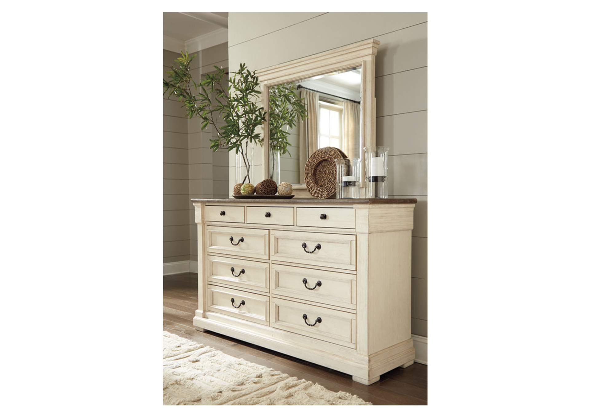 Bolanburg California King Panel Bed with Mirrored Dresser,Signature Design By Ashley
