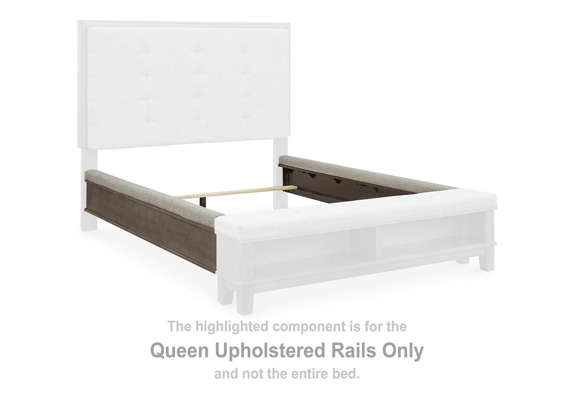 Hallanden Queen Upholstered Storage Bed, Dresser, Mirror, Chest and Nightstand,Benchcraft
