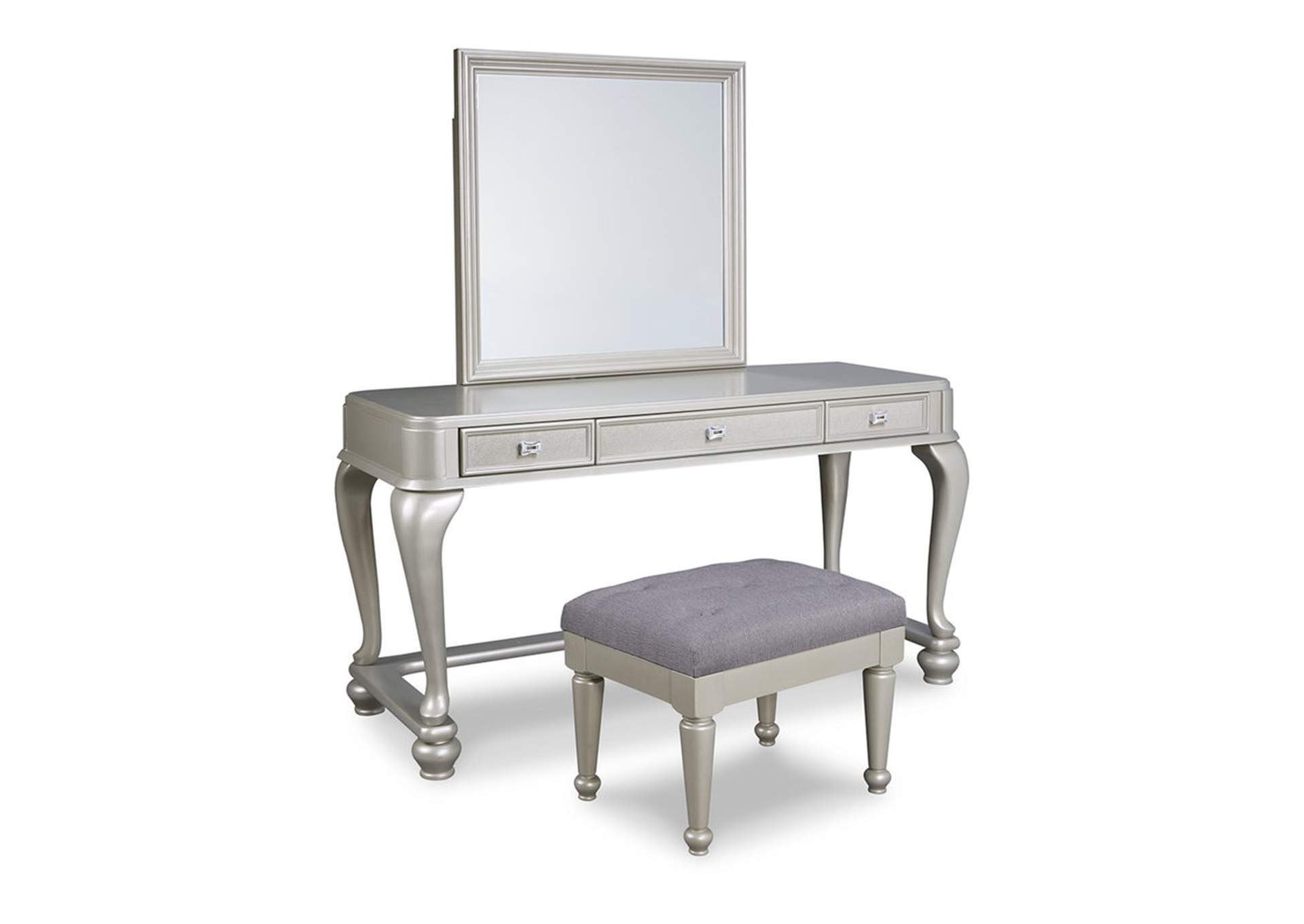 Coralayne Youth Mirrored Vanity with Chair,Signature Design By Ashley