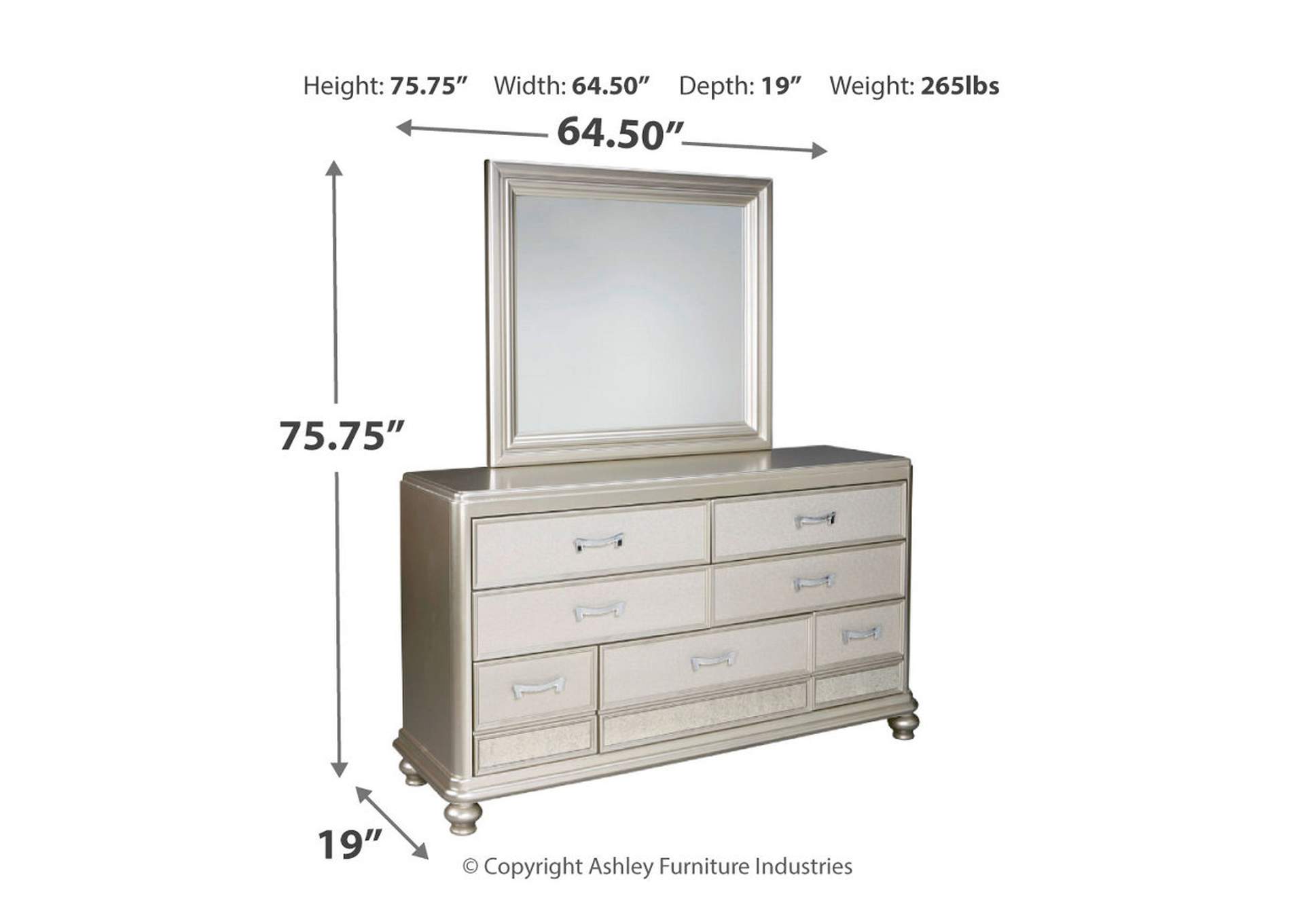 Coralayne California King Upholstered Bed with Mirrored Dresser and 2 Nightstands,Signature Design By Ashley