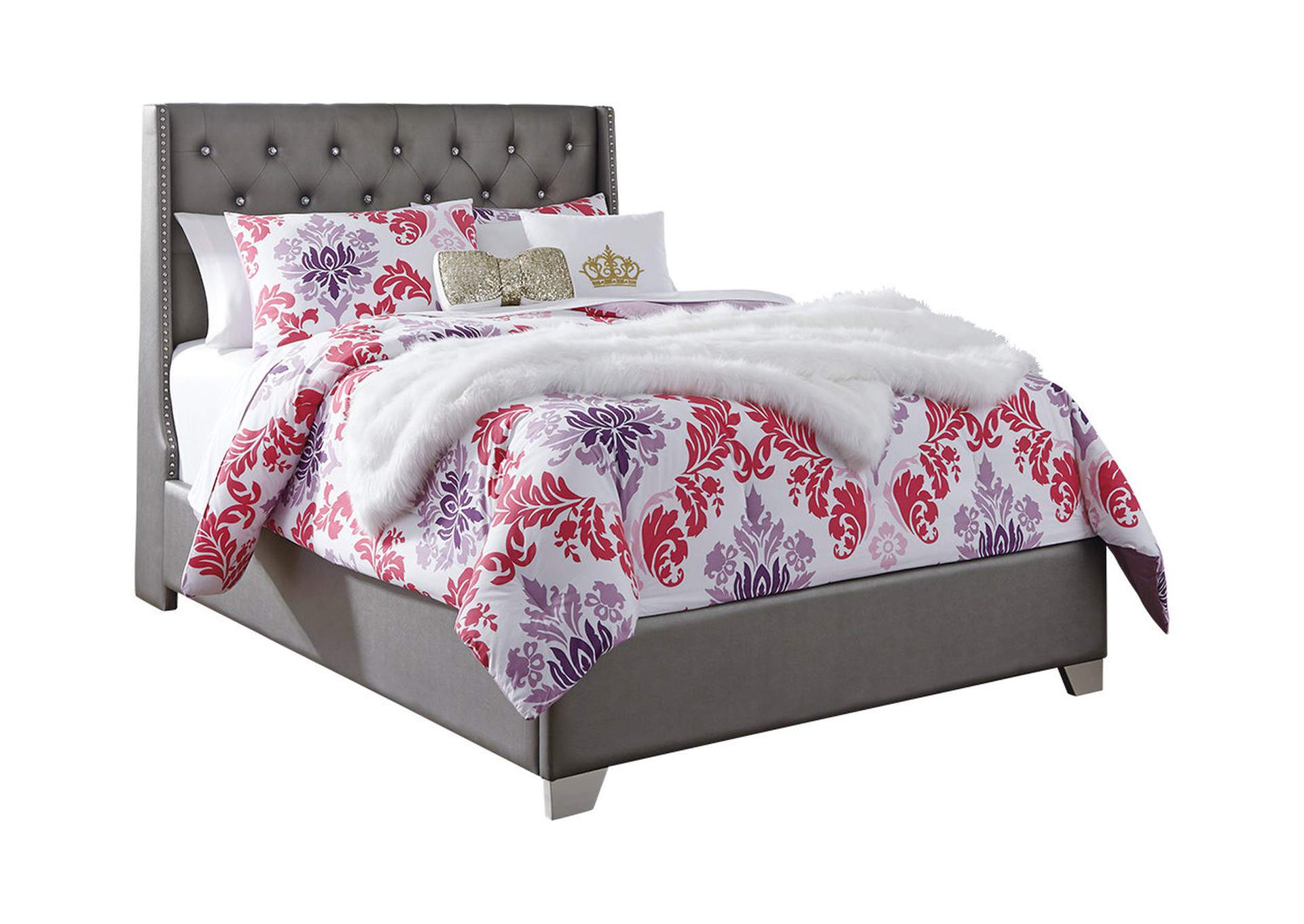 Coralayne Full Upholstered Bed with Mirrored Dresser, Chest and 2 Nightstands,Signature Design By Ashley