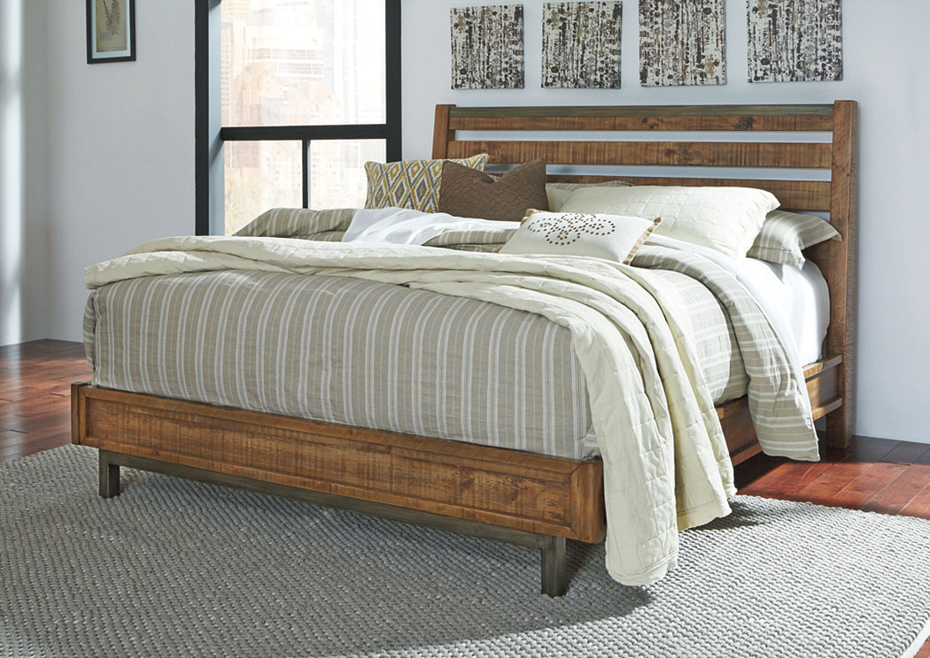 Dondie Warm Brown Queen Sleigh Platform Bed,ABF Signature Design by Ashley