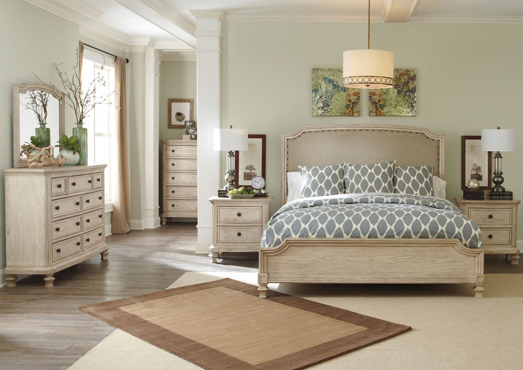 Demarlos Queen Upholstered Panel Bed & Nightstand,ABF Signature Design by Ashley
