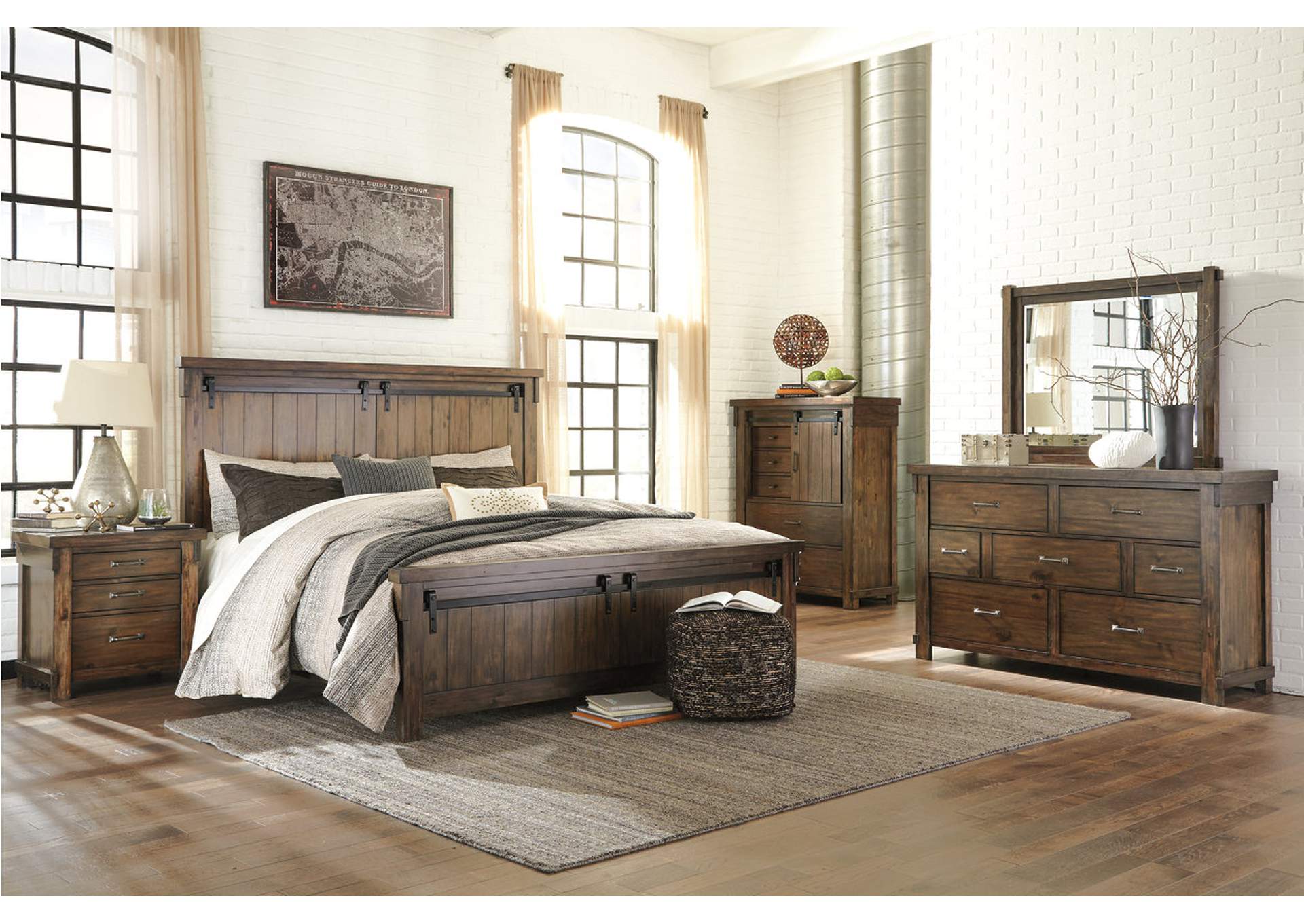 Lakeleigh Brown Queen Panel Bed w/Dresser, Mirror and Nightstand,ABF Signature Design by Ashley