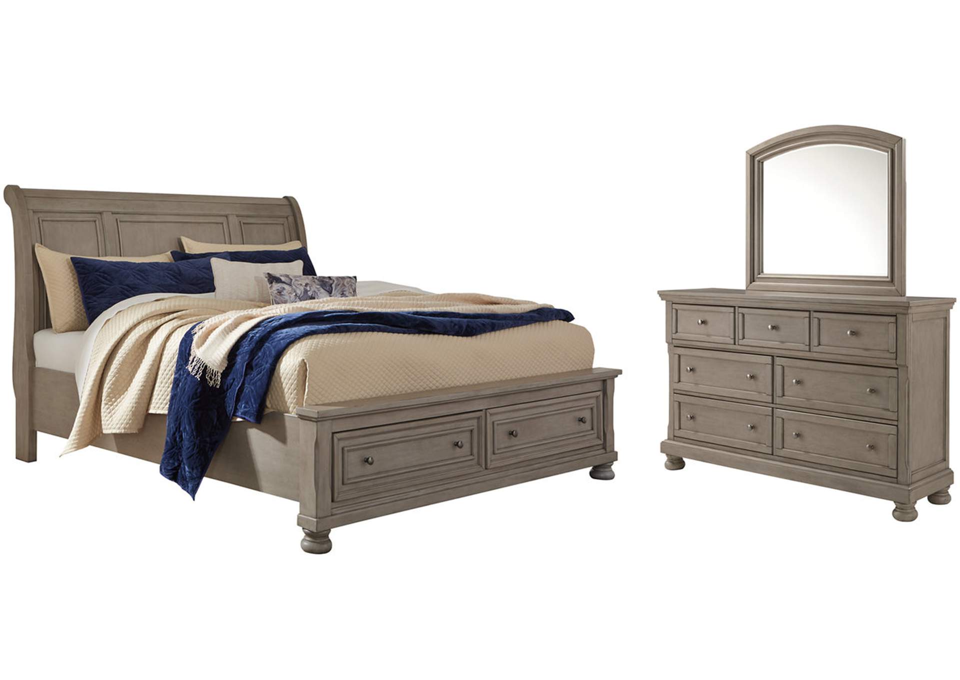 Lettner California King Sleigh Bed with Mirrored Dresser,Signature Design By Ashley