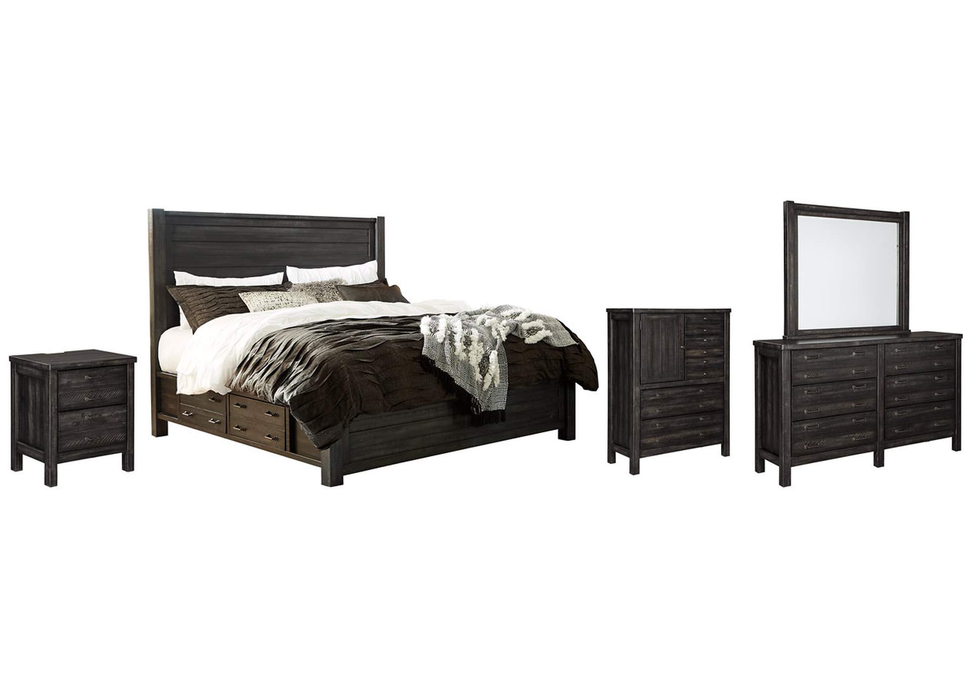 baylow queen panel bed with 4 storage drawers