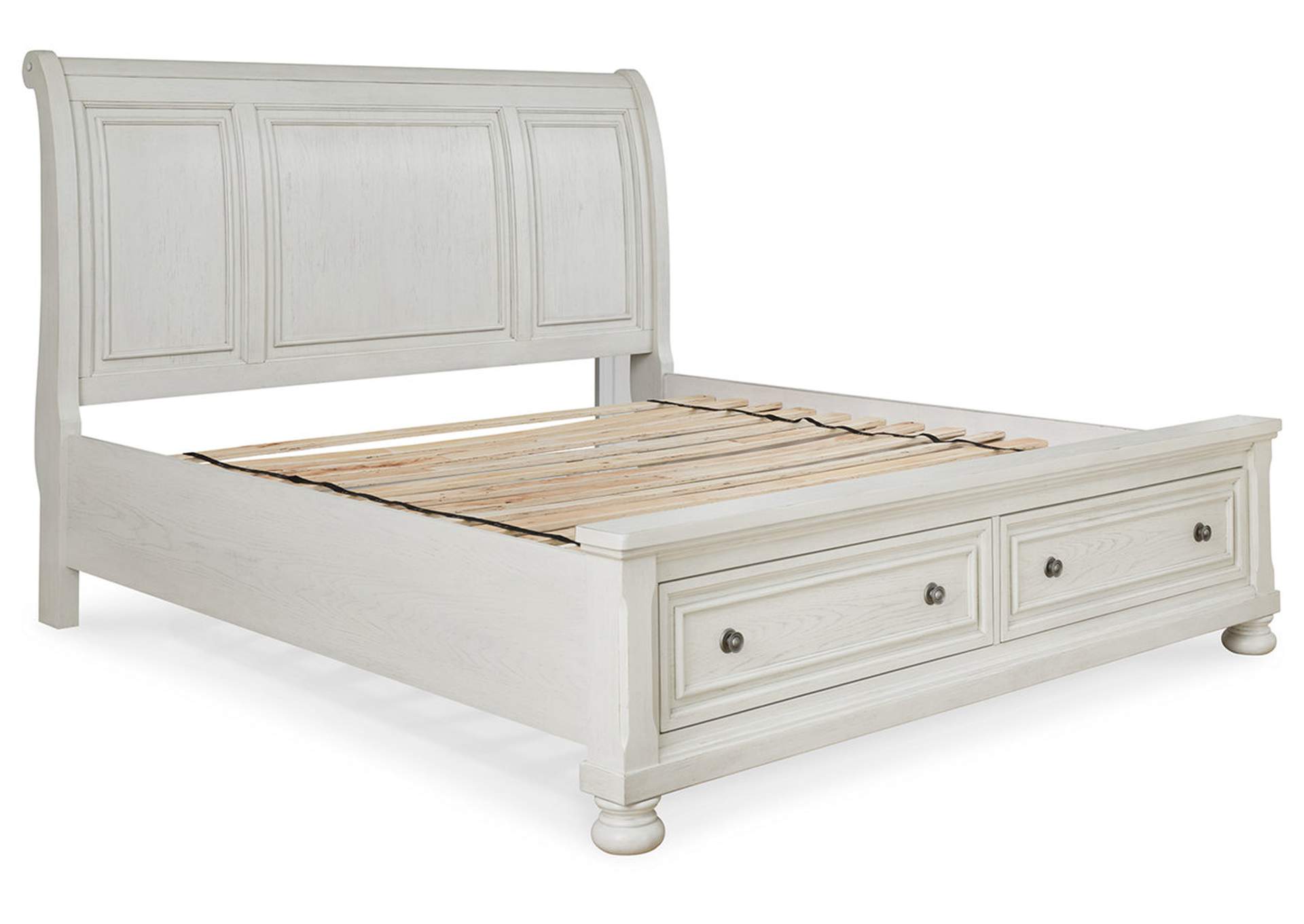 White Robbinsdale King Sleigh Bed With, White Wooden Sleigh Bed King