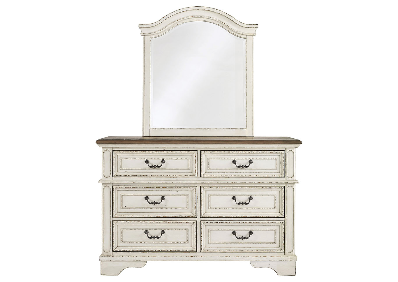 Realyn Chipped White Youth Dresser w/Mirror Lake Charles Furniture