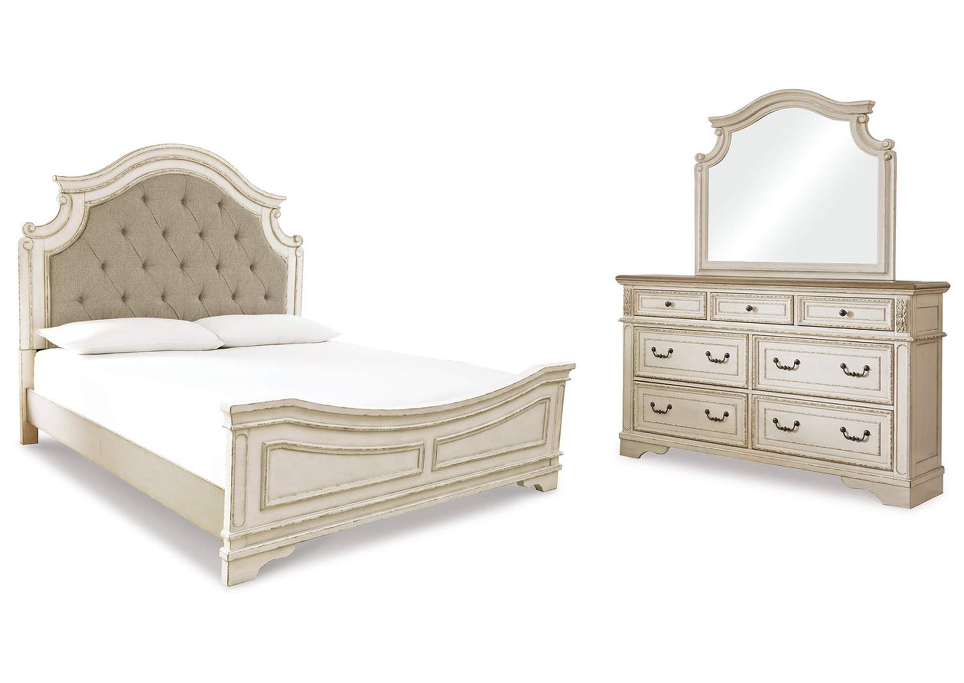 Realyn King Upholstered Panel Bed with Mirrored Dresser,Signature Design By Ashley