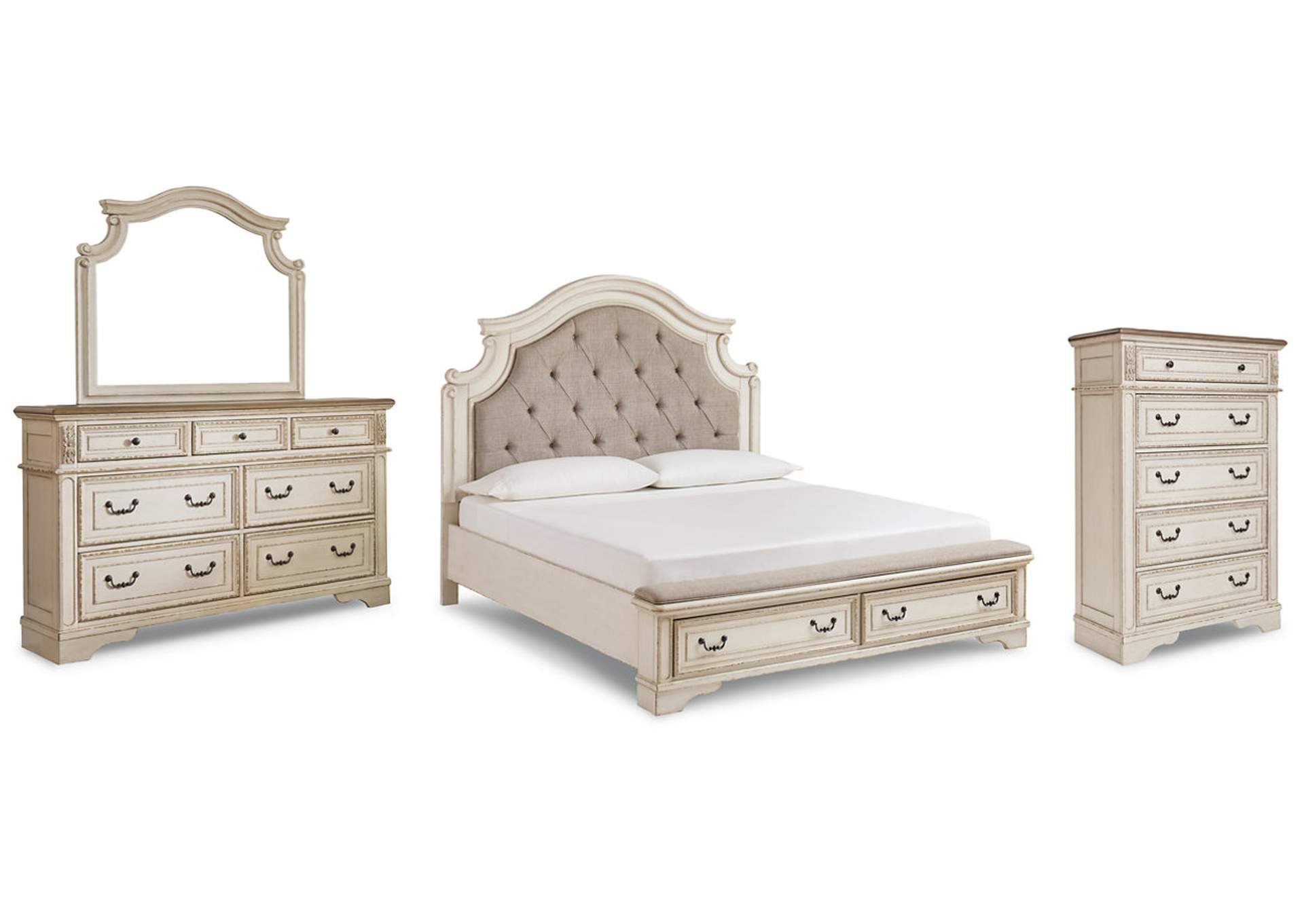 Realyn California King Upholstered Bed with Mirrored Dresser and Chest,Signature Design By Ashley