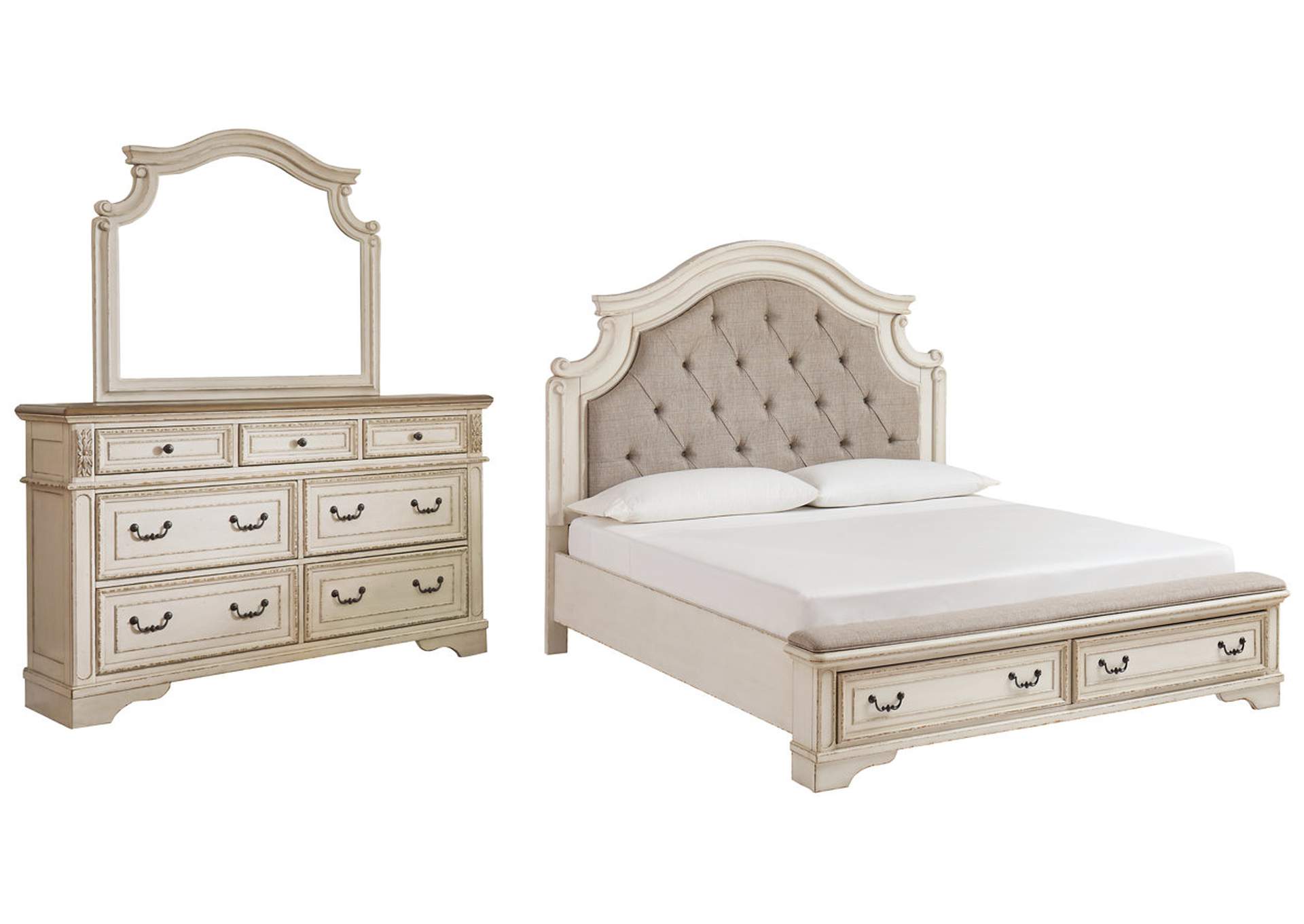 Realyn California King Upholstered Bed with Mirrored Dresser,Signature Design By Ashley