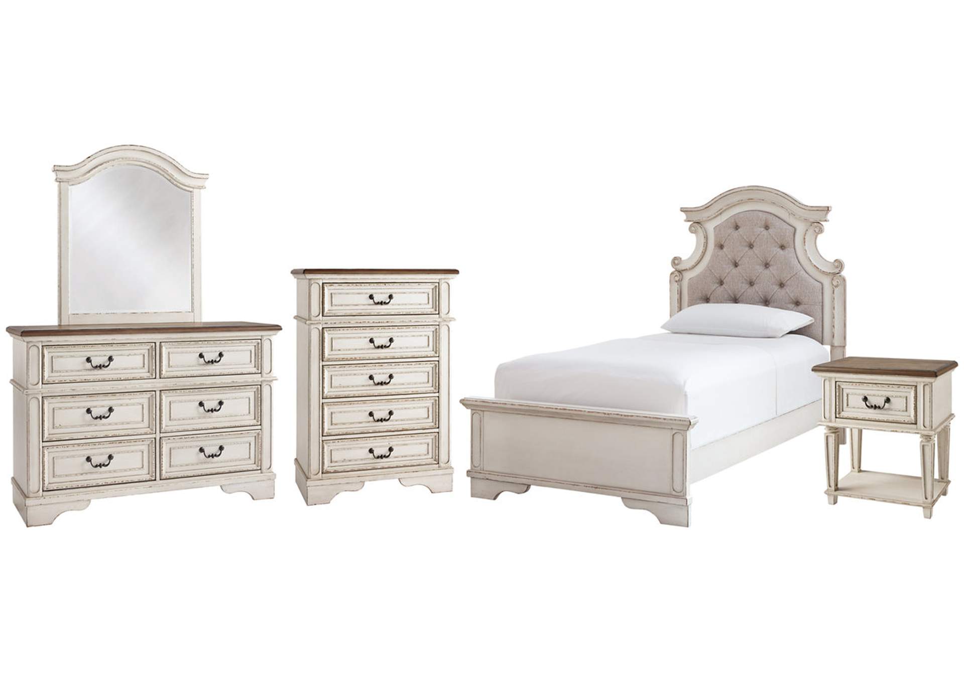 Realyn Twin Panel Bed with Mirrored Dresser, Chest and Nightstand,Signature Design By Ashley