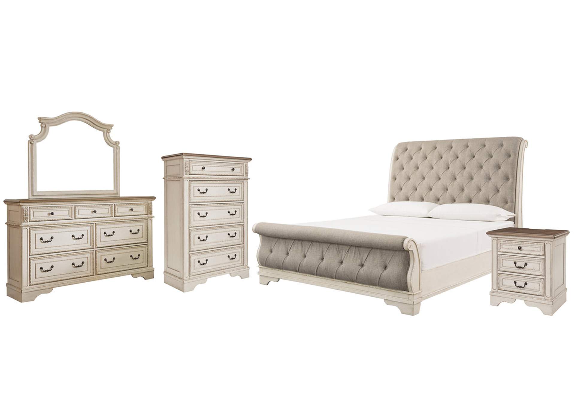 Realyn King Sleigh Bed with Mirrored Dresser, Chest and Nightstand,Signature Design By Ashley