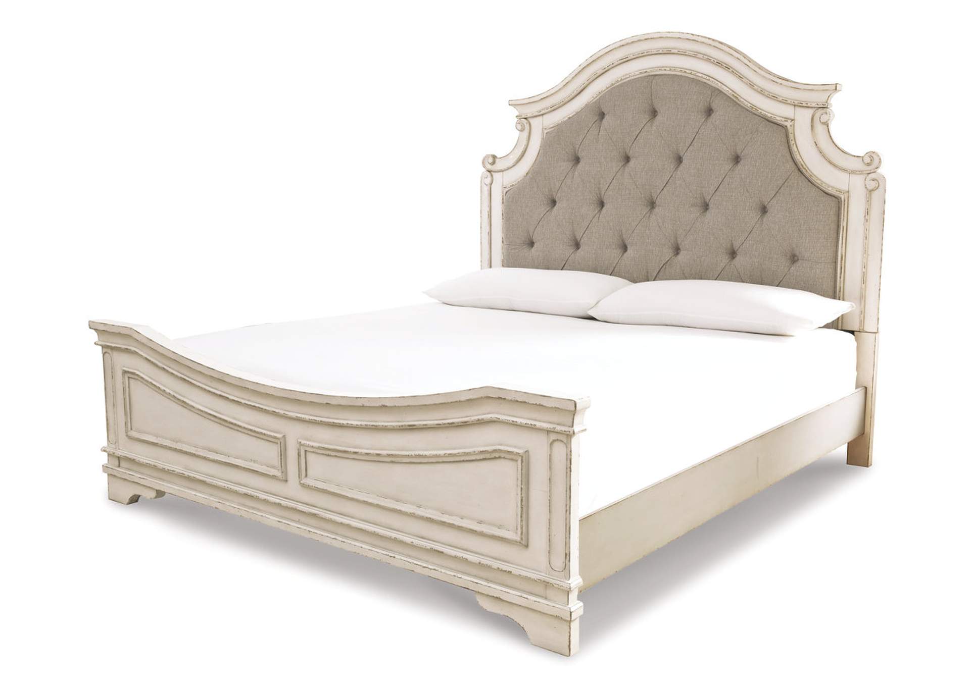 Realyn California King Upholstered Panel Bed with Mirrored Dresser and Chest,Signature Design By Ashley