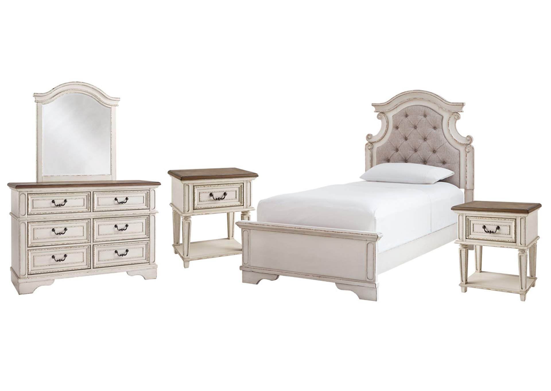 Realyn Twin Panel Bed with Mirrored Dresser and 2 Nightstands,Signature Design By Ashley