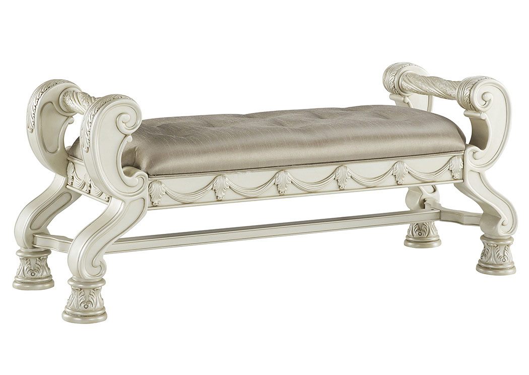 Cassimore Pearl Silver Large Upholstered Bedroom Bench,ABF Signature Design by Ashley