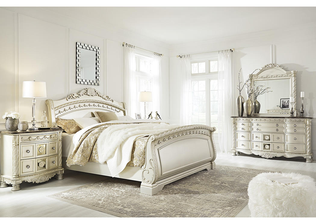 Cassimore Pearl Silver King Sleigh Bed w/Dresser, Mirror, Drawer Chest and Nightstand,ABF Signature Design by Ashley