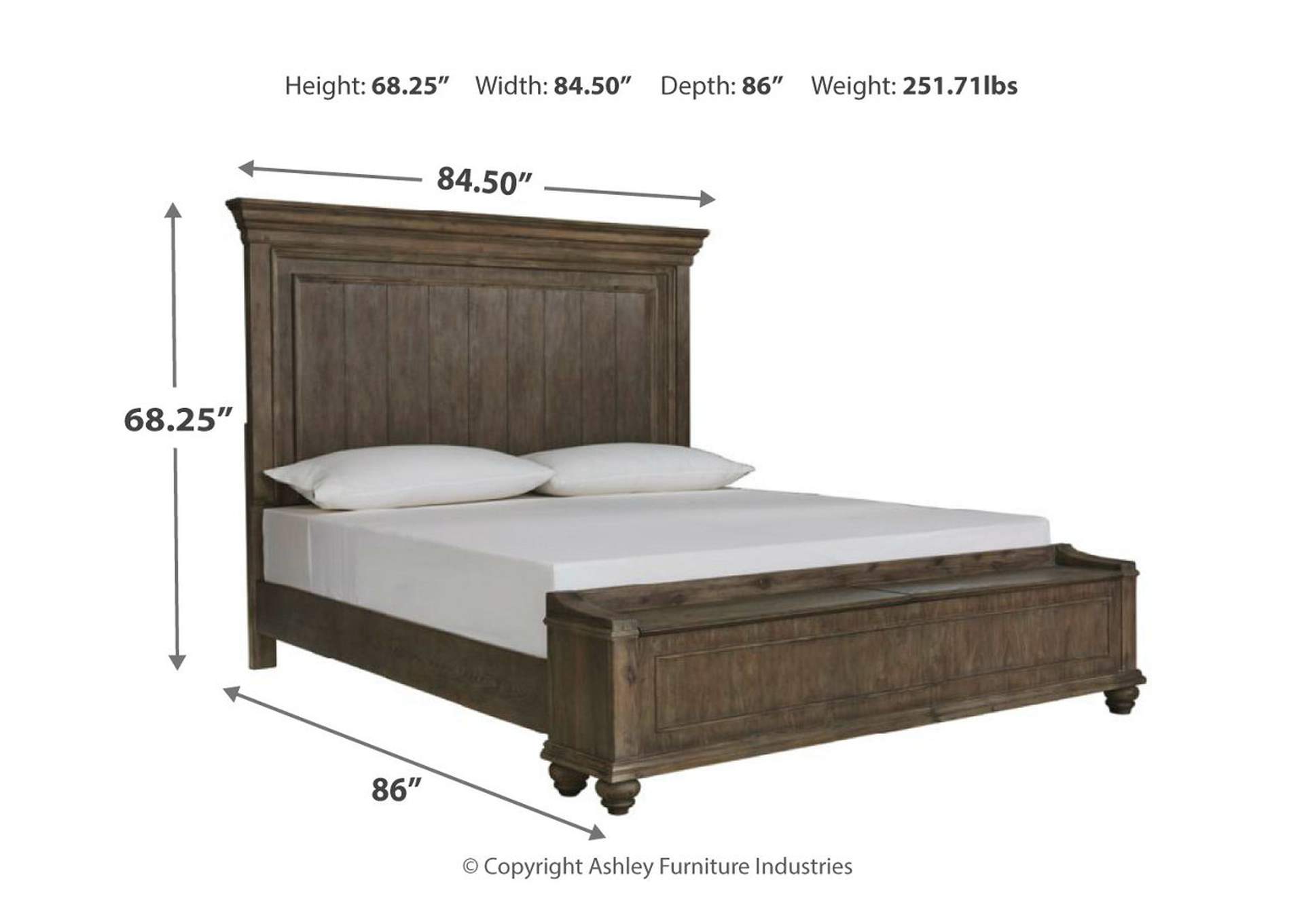 Johnelle California King Panel Bed with Storage Bench,Millennium
