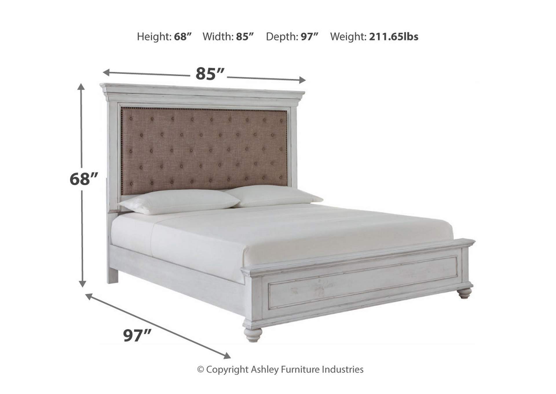 Kanwyn King Upholstered Panel Bed, Dresser, Mirror and Chest,Benchcraft
