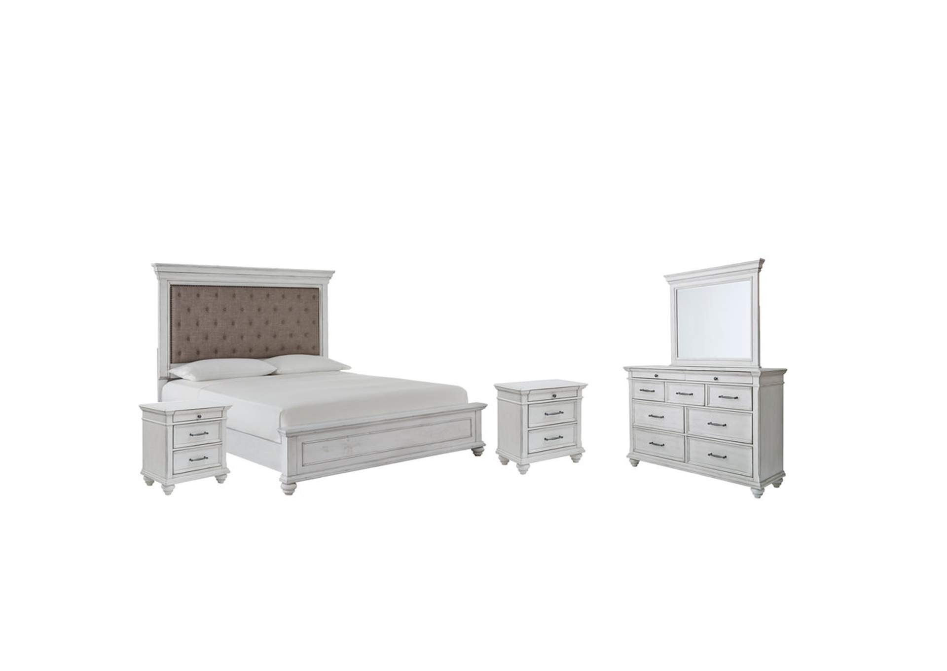 Kanwyn Queen Panel Bed with Mirrored Dresser and 2 Nightstands,Benchcraft