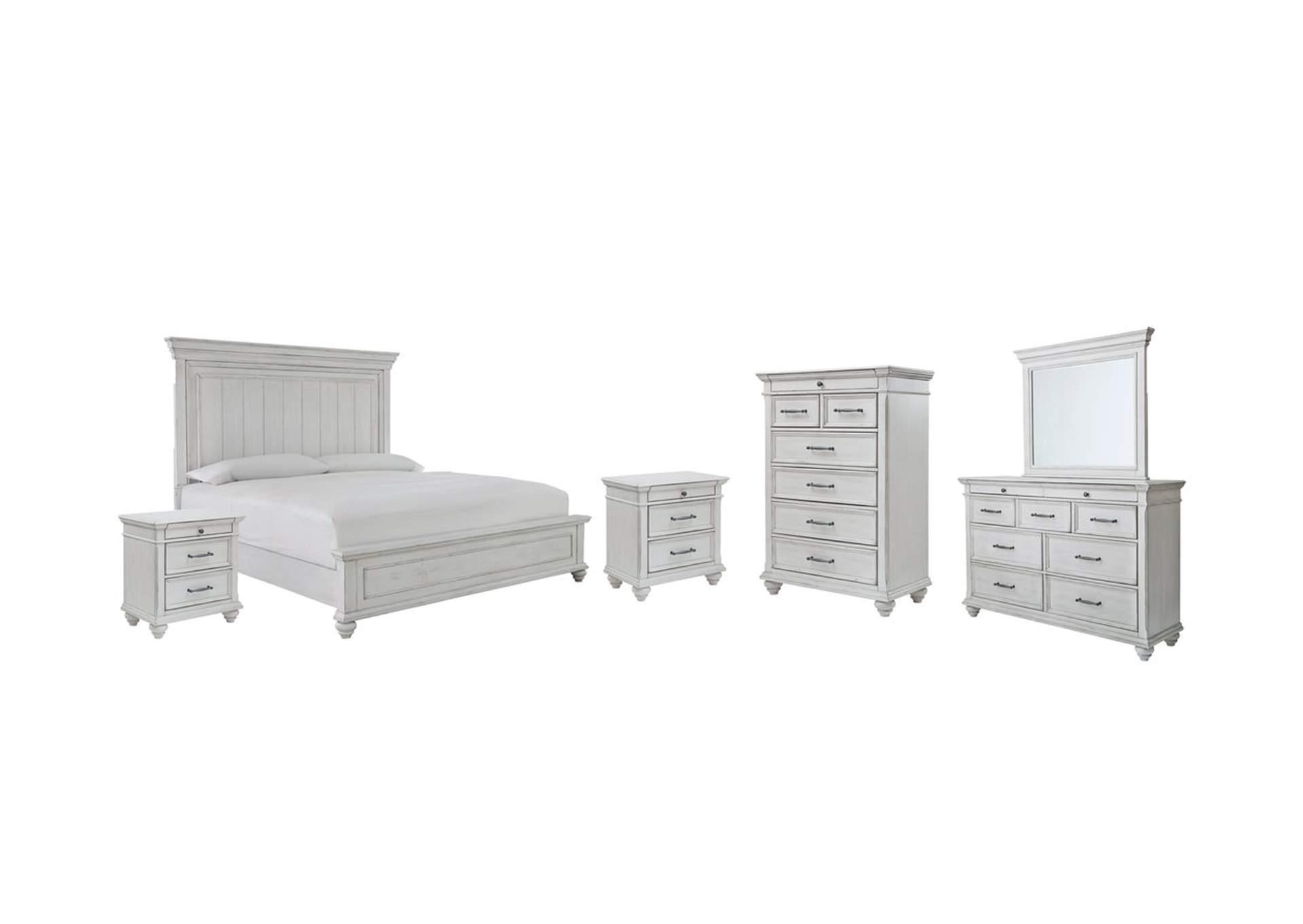 Kanwyn Queen Panel Bed with Mirrored Dresser, Chest and 2 Nightstands,Benchcraft