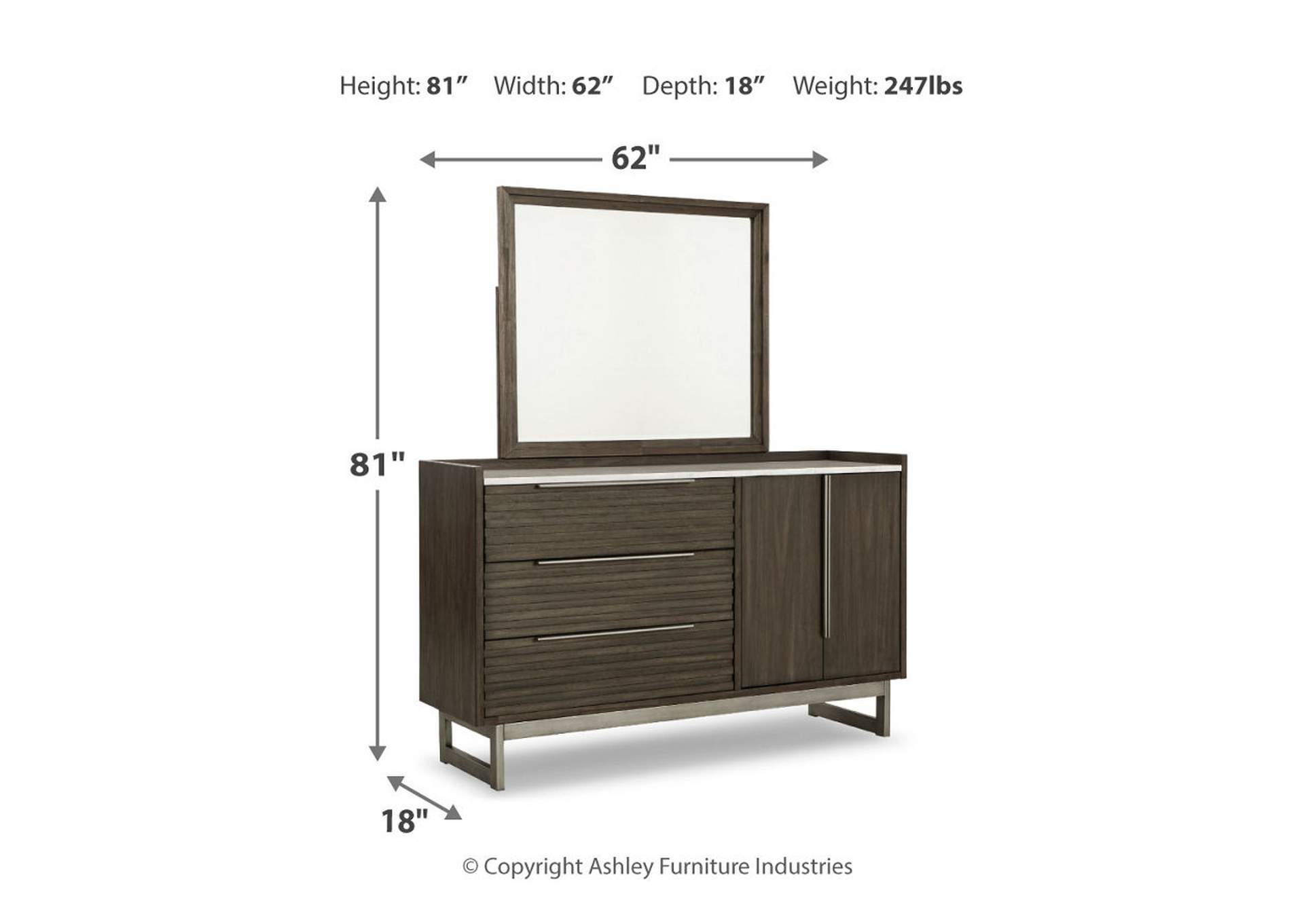 Arkenton Queen Panel Bed with Mirrored Dresser,Ashley