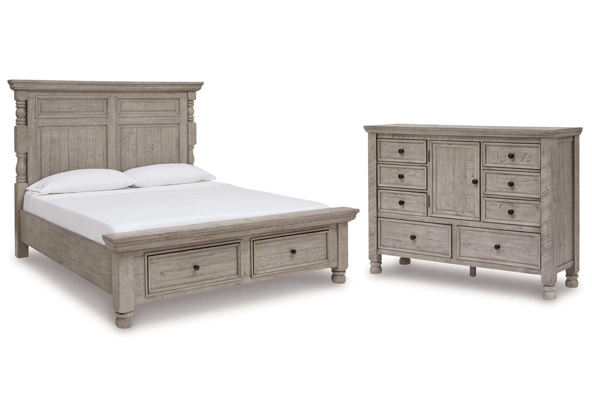 Harrastone King Panel Bed with Dresser,Millennium