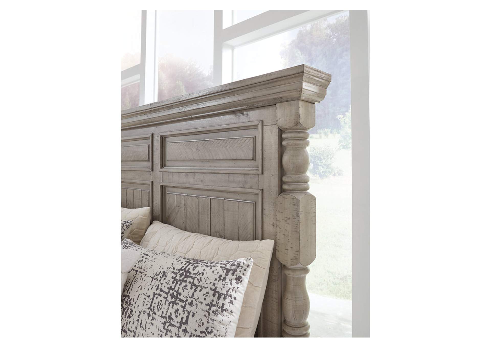 Harrastone California King Panel Bed with Mirrored Dresser, Chest and Nightstand,Millennium