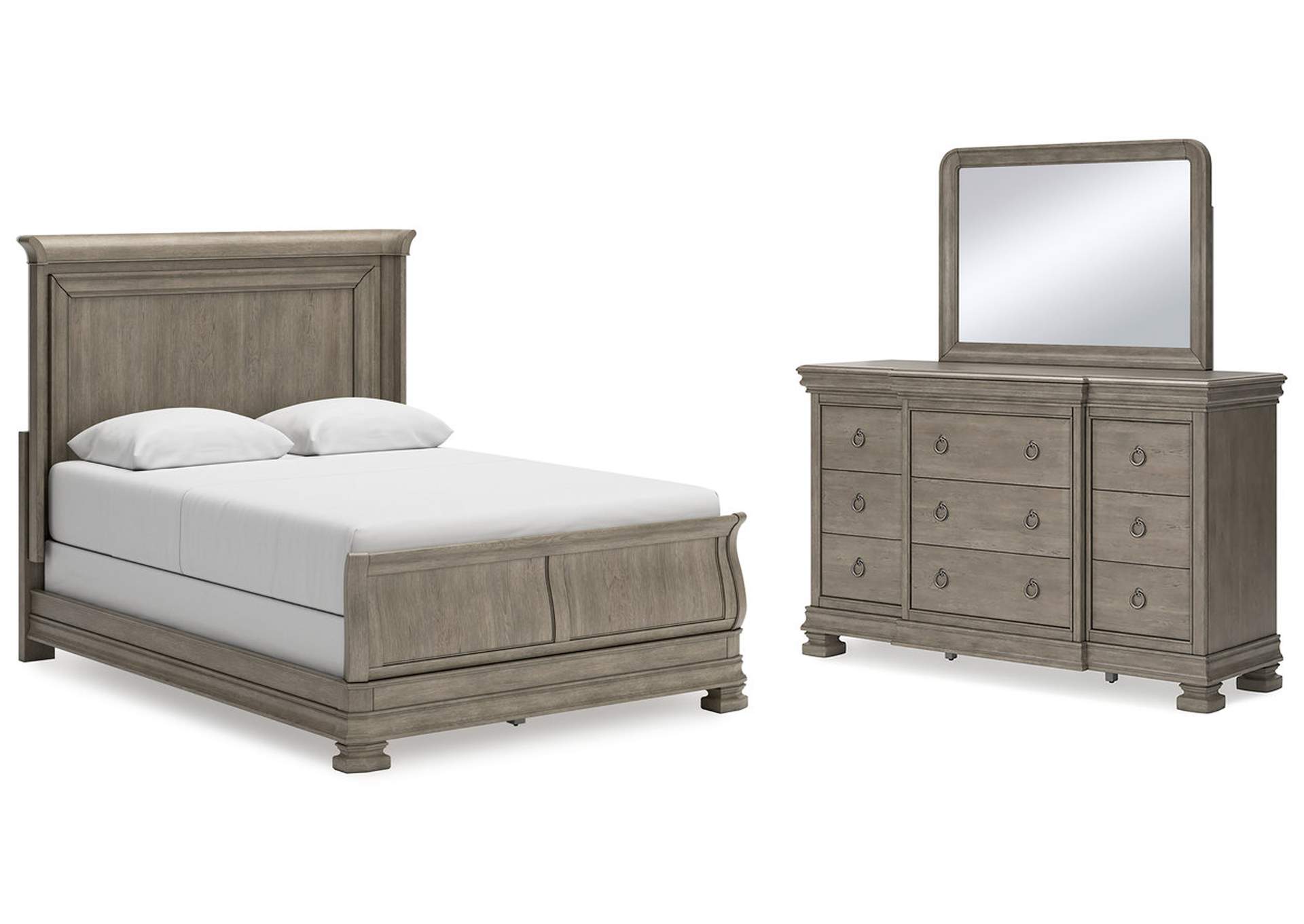 Lexorne Queen Sleigh Bed, Dresser and Mirror,Signature Design By Ashley