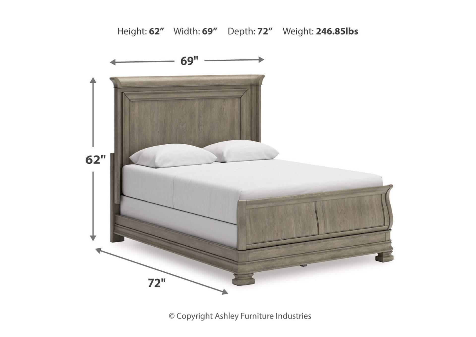 Lexorne Queen Sleigh Bed with Mirrored Dresser, Chest and Nightstand,Signature Design By Ashley