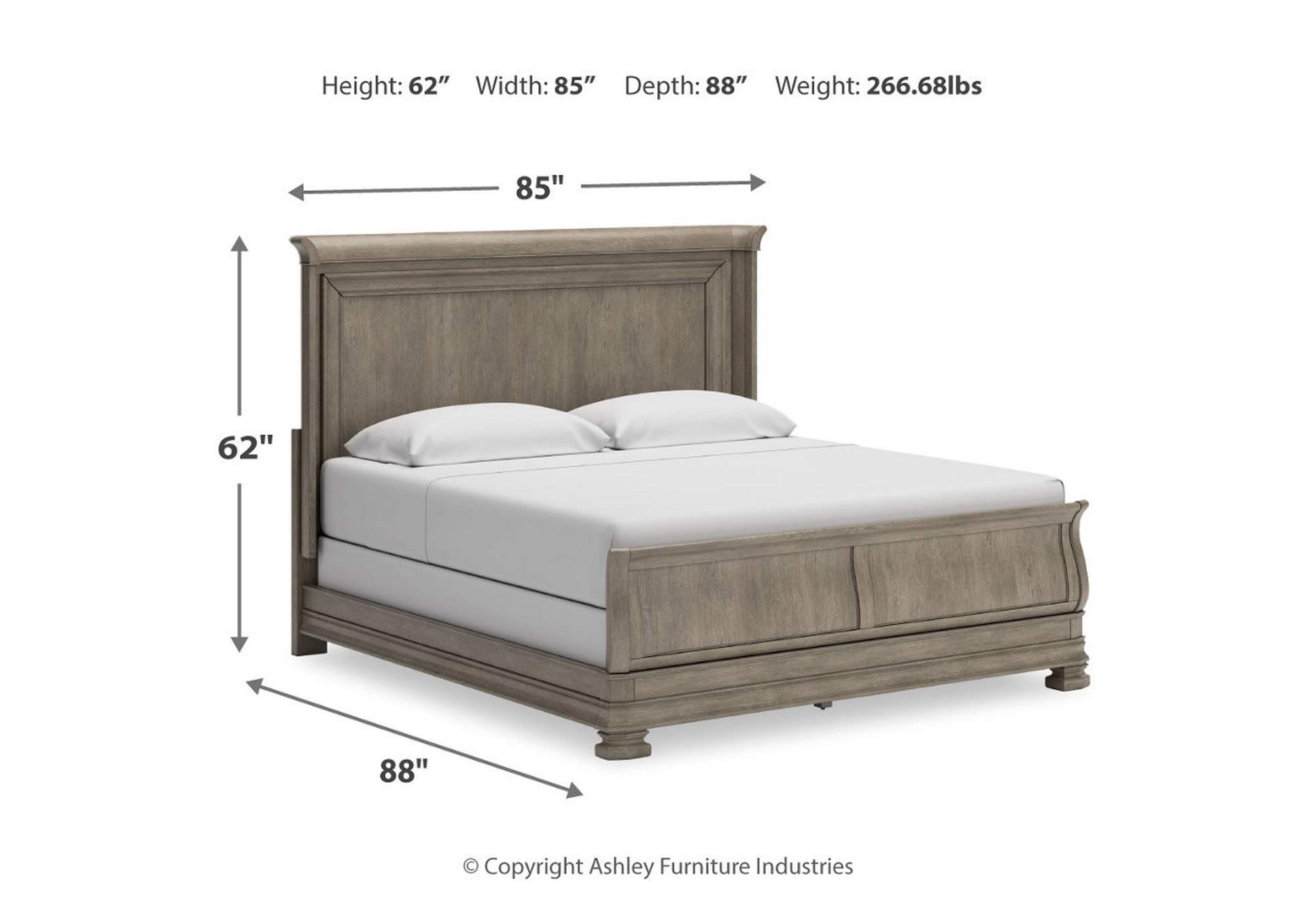 Lexorne California King Sleigh Bed with Mirrored Dresser, Chest and Nightstand,Signature Design By Ashley