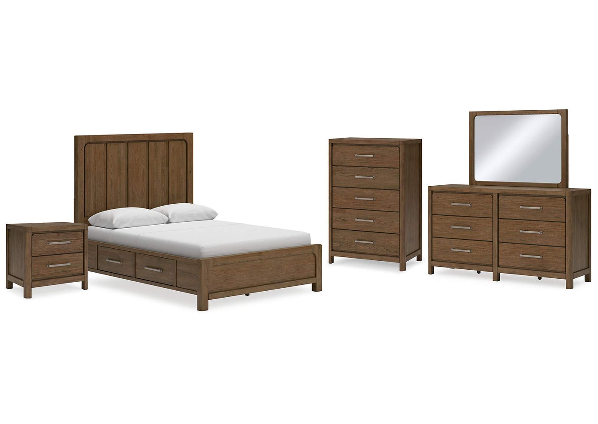 Cabalynn Queen Panel Bed with Storage with Mirrored Dresser, Chest and Nightstand,Signature Design By Ashley