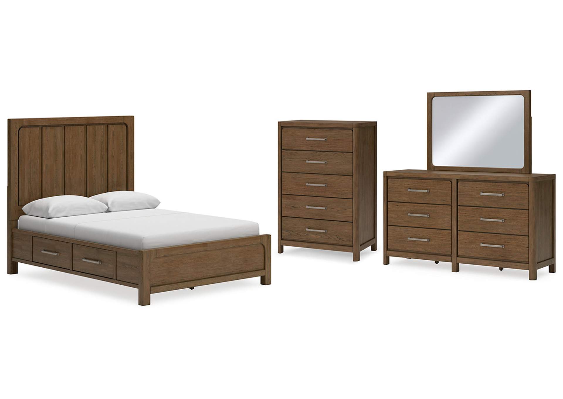 Cabalynn Queen Panel Bed with Storage with Mirrored Dresser and Chest,Signature Design By Ashley