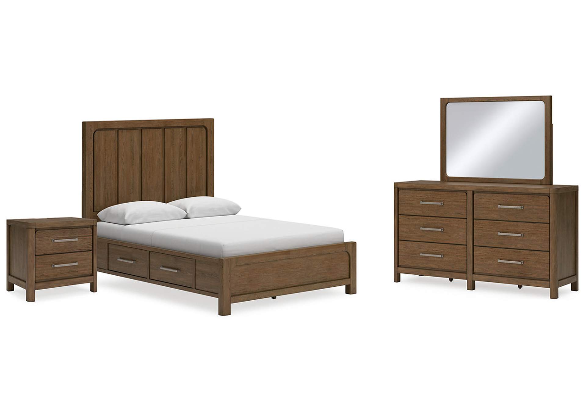 Cabalynn Queen Panel Bed with Storage with Mirrored Dresser and Nightstand,Signature Design By Ashley