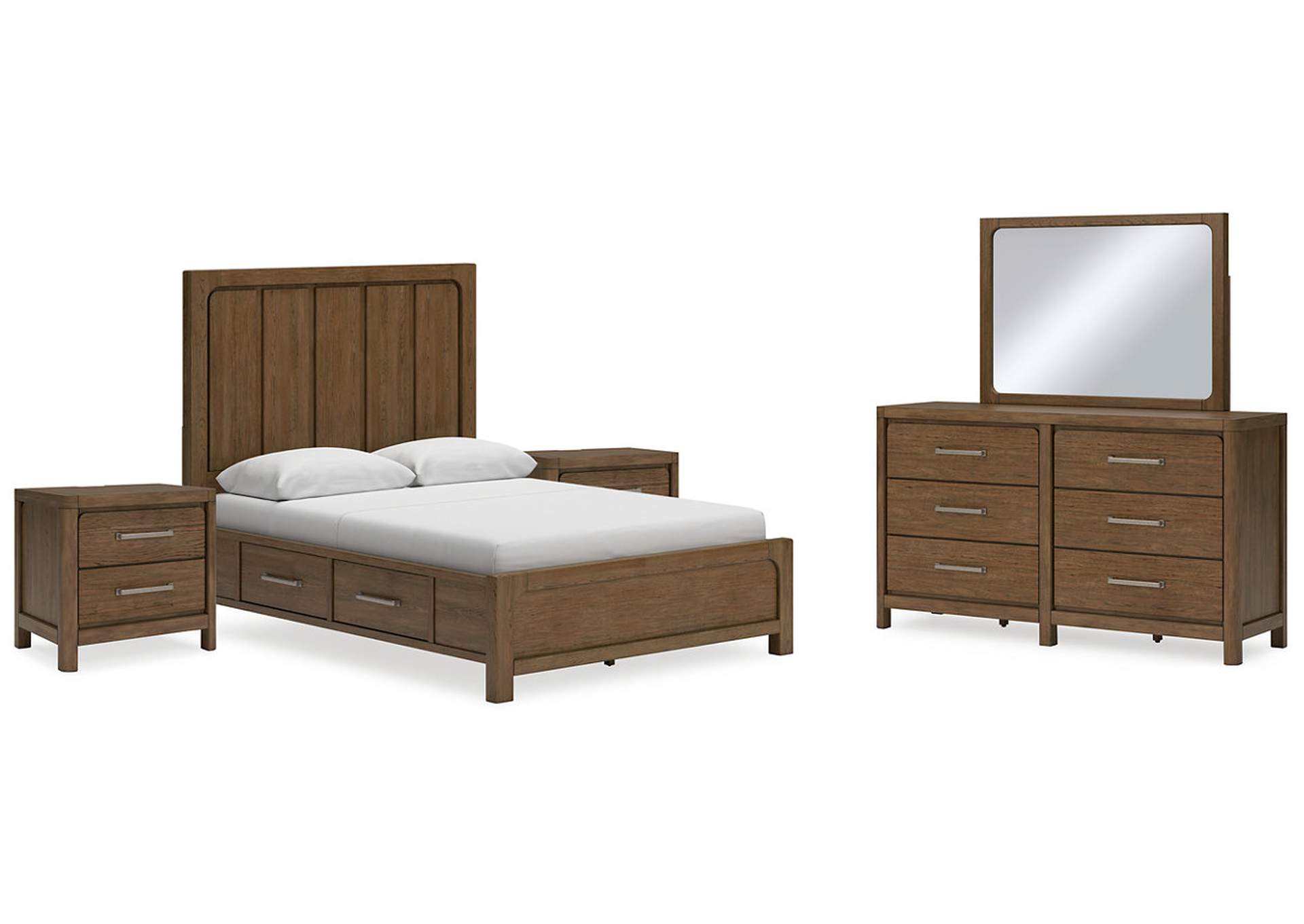 Cabalynn Queen Panel Bed with Storage with Mirrored Dresser and 2 Nightstands,Signature Design By Ashley