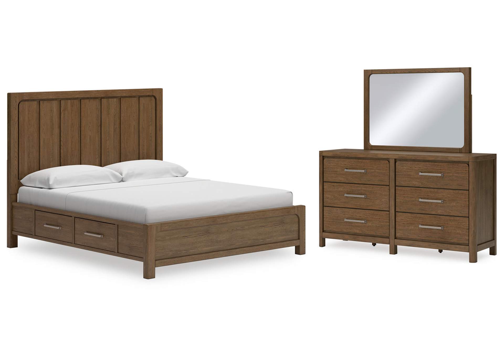 Cabalynn King Panel Bed with Storage, Dresser and Mirror,Signature Design By Ashley