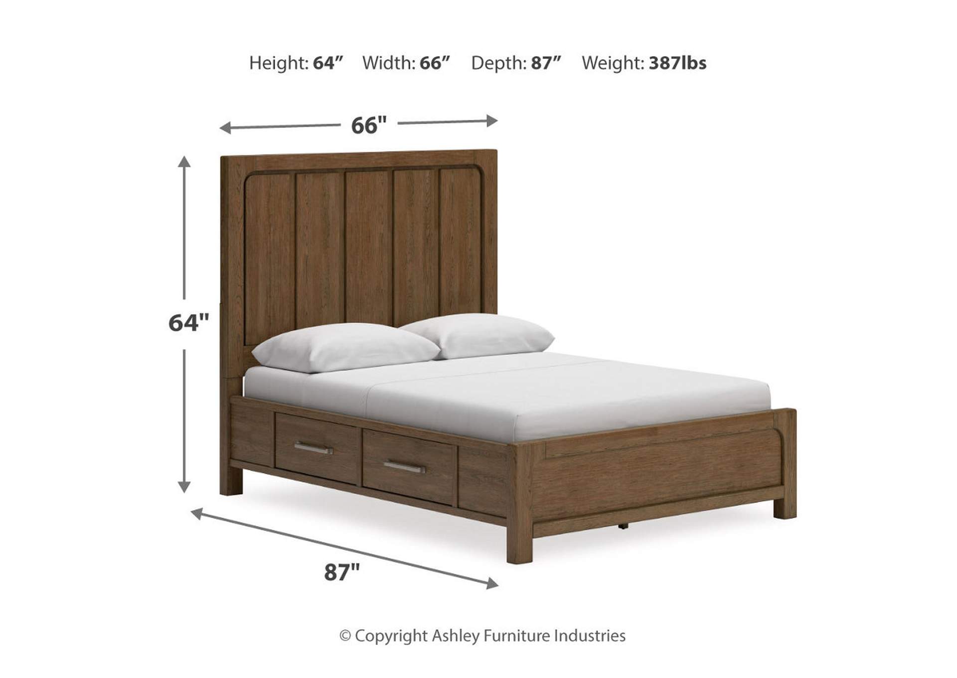 Cabalynn Queen Panel Bed with Storage with Mirrored Dresser and Nightstand,Signature Design By Ashley