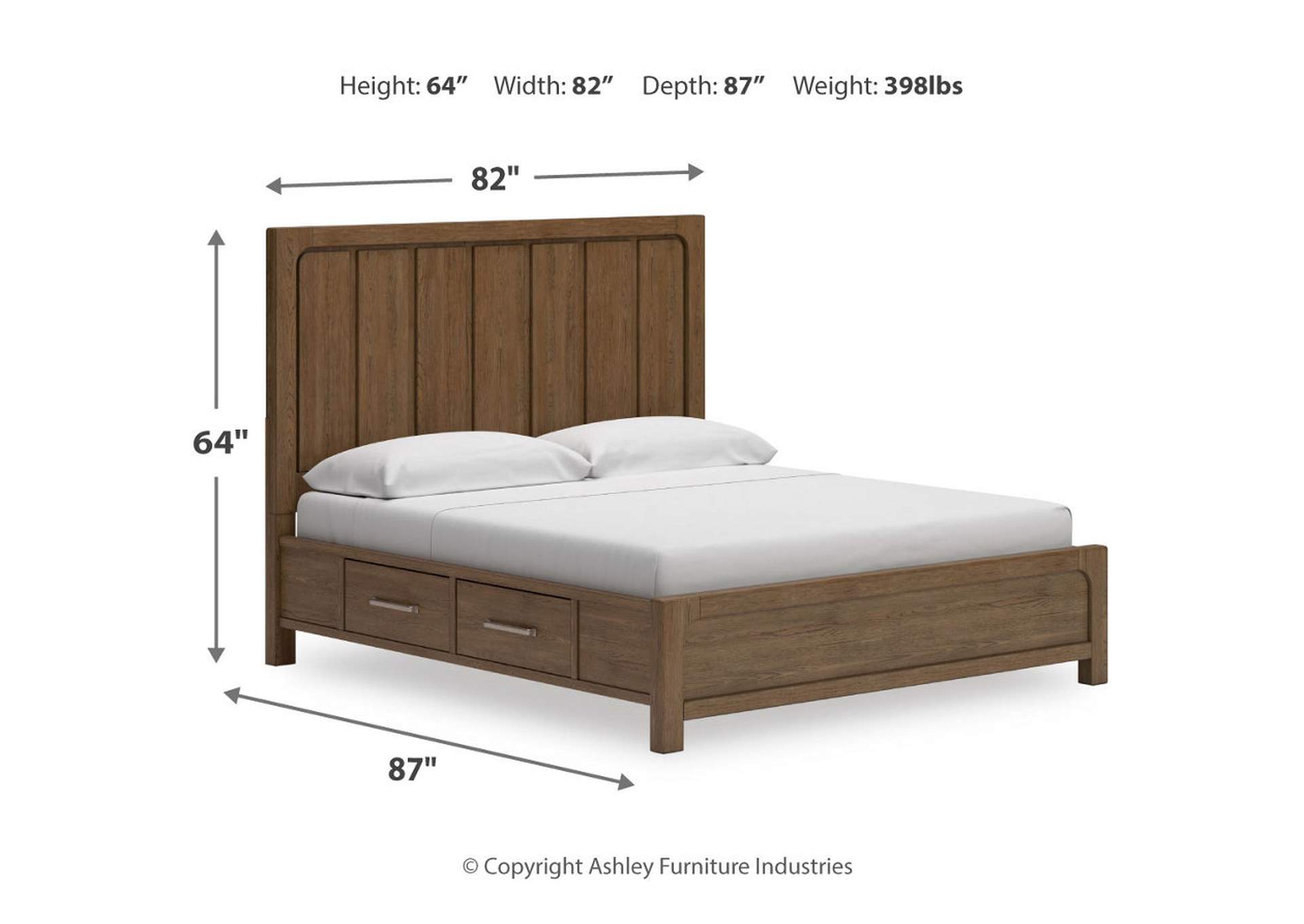 Cabalynn King Panel Bed with Storage with Mirrored Dresser, Chest and Nightstand,Signature Design By Ashley