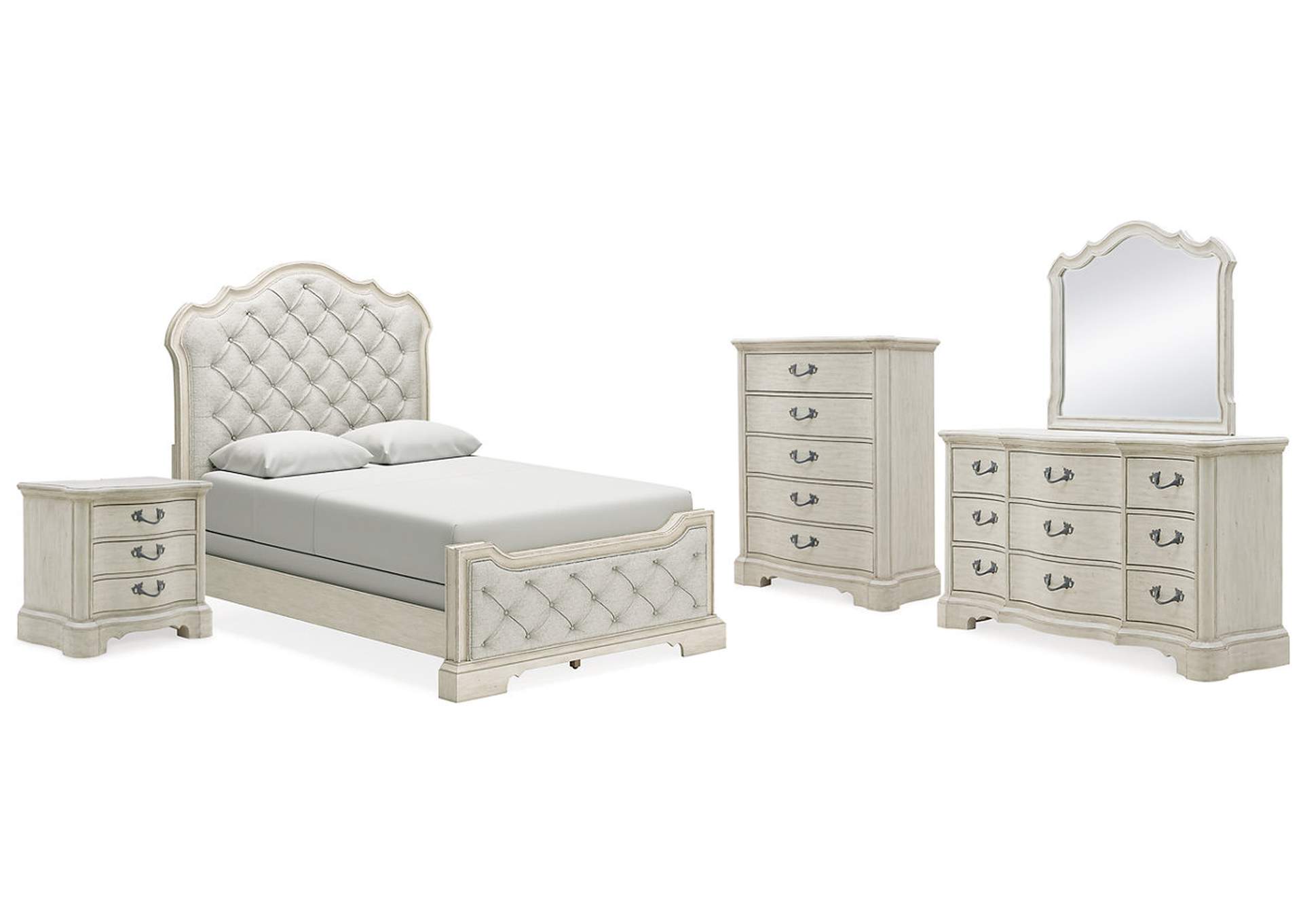 Arlendyne Queen Upholstered Bed with Mirrored Dresser, Chest and Nightstand,Signature Design By Ashley