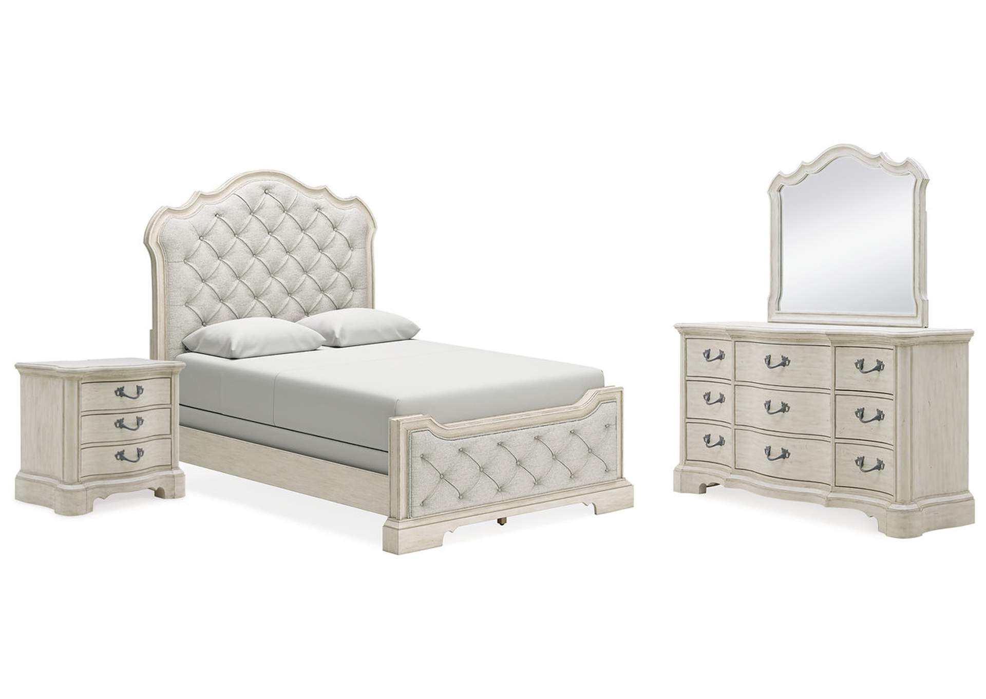 Arlendyne Queen Upholstered Bed with Mirrored Dresser and Nightstand,Signature Design By Ashley